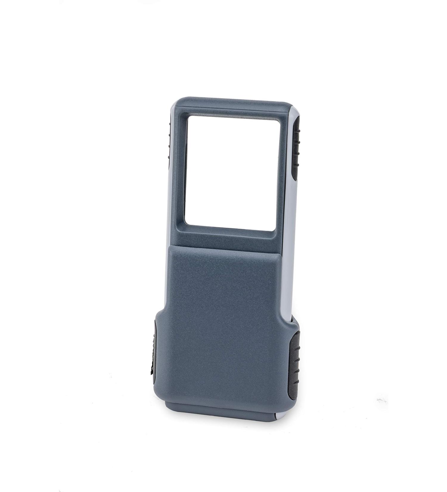 Carson PO-25 MiniBrite LED Lighted Pocket 3x Magnifier | Grey | Built-in Sliding Lens Cover | 2.0 x 0.6 x 4.5 inches - Buy Online on SooperMarket.com