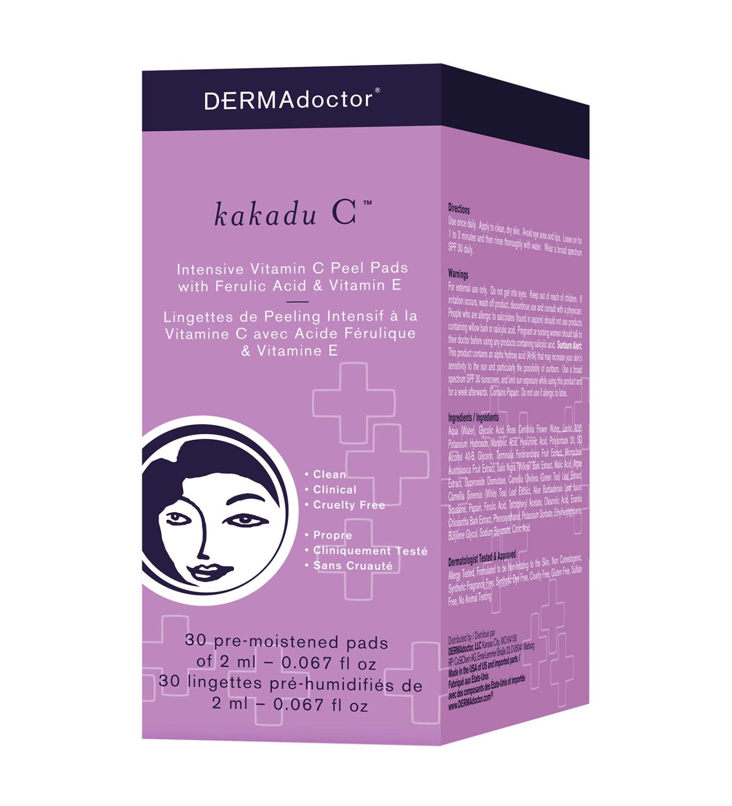 Buy DERMAdoctor Kakadu C Intensive Vitamin C Peel Pad - 30 Count | Brightening Exfoliating Pads for Radiant Skin | International Shipping Available - Buy Online on SooperMarket.com