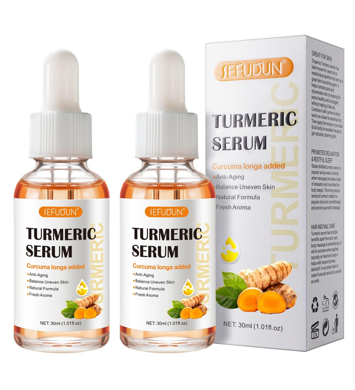 Turmeric Dark Spot Corrector Serum 2 PCS - Natural Facial Serum for Hyperpigmentation, Age & Sun Spots - Moisturizing Essence for Women & Men - 1Fl Oz (Pack of 2) - Buy Online on SooperMarket.com