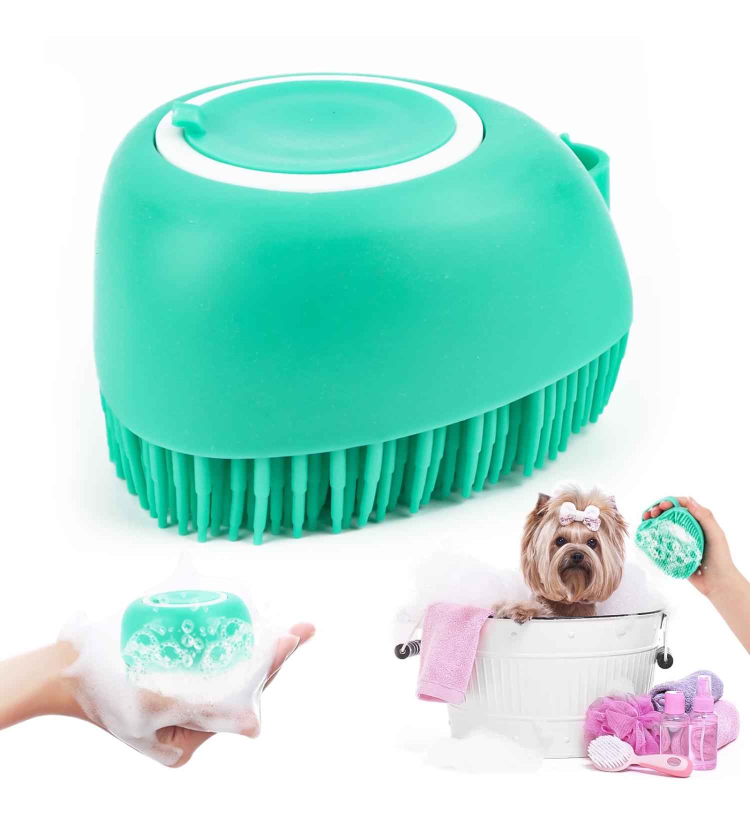 Best Dog Bathing Brushes | Soft Massage Shower Brush with Soap Dispenser for Dogs & Cats - Buy Online on SooperMarket.com