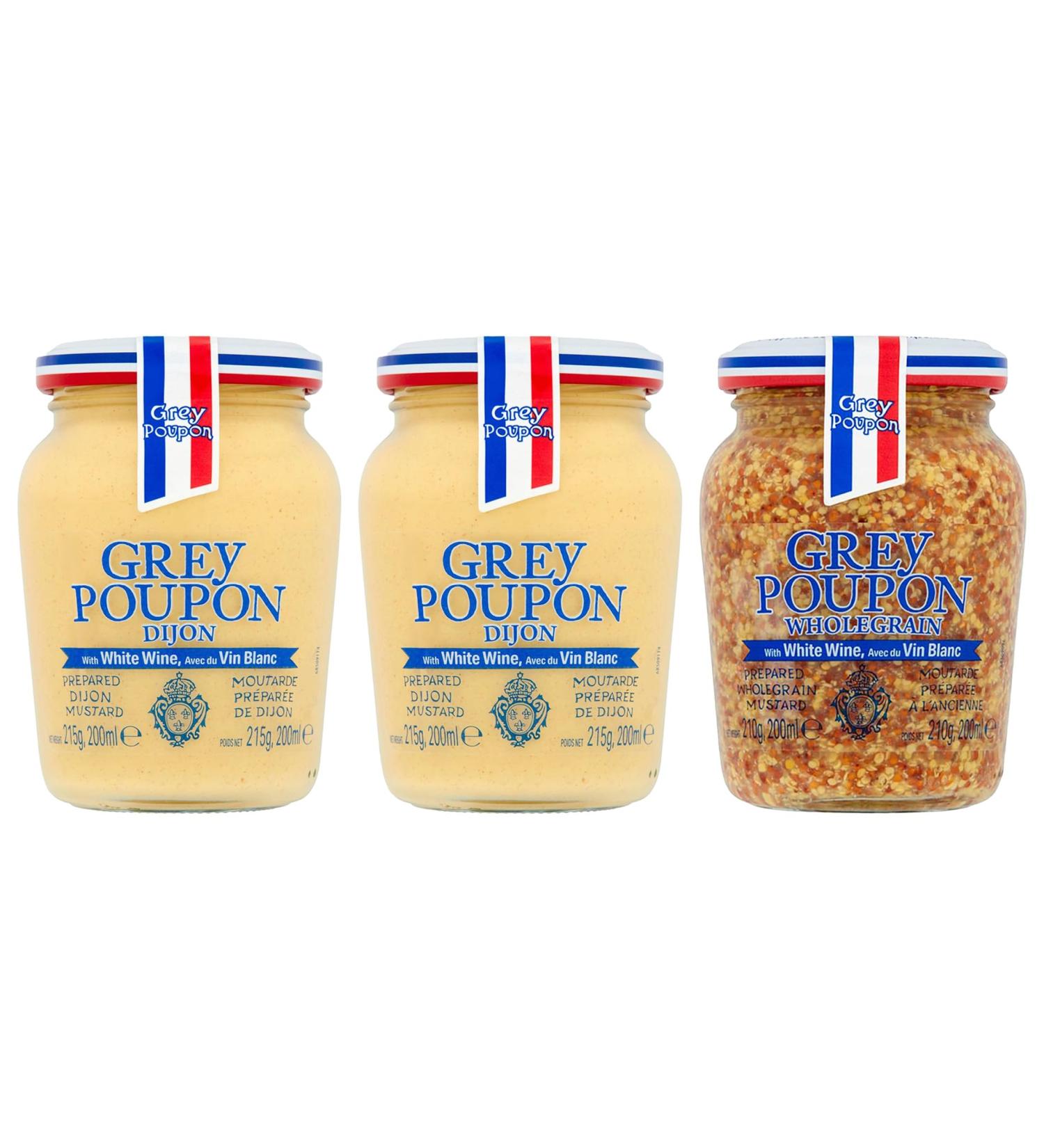 Mustard Bundle with Grey Poupon Dijon 215g x2 and Wholegrain Mustard 210g x1 - (Pack of 2) - Buy Online on SooperMarket.com