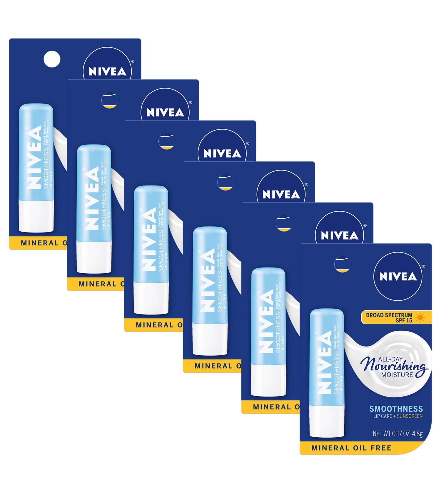 NIVEA Smoothness Lip Care SPF 15 - Pack of 6 | Moisturizing Lip Balm - Buy Online on SooperMarket.com