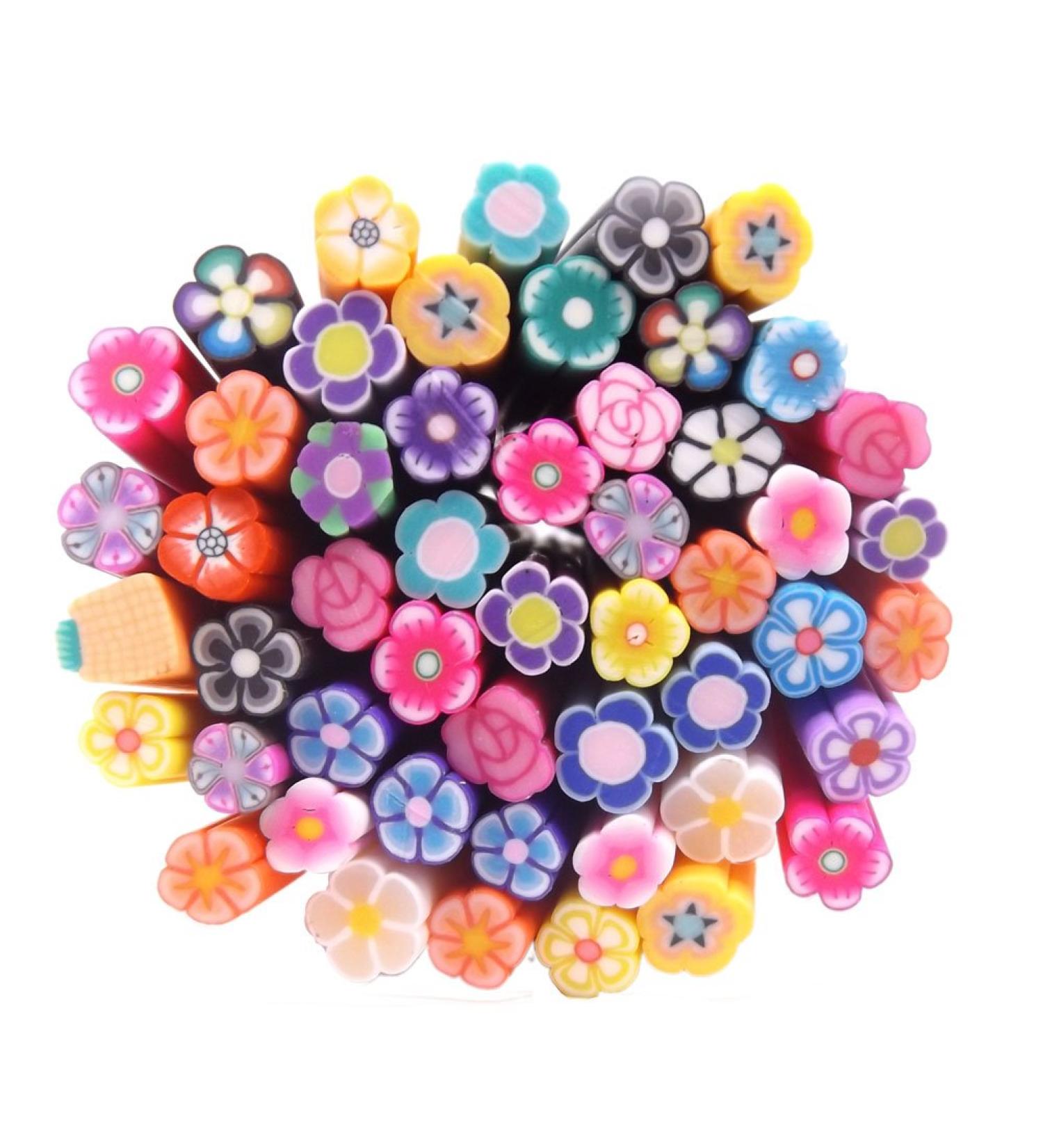 Warm Girl 50PC Canes 3D Design Rods Sticks Sticker Nail Art Decorations Nail Art tools (flower)