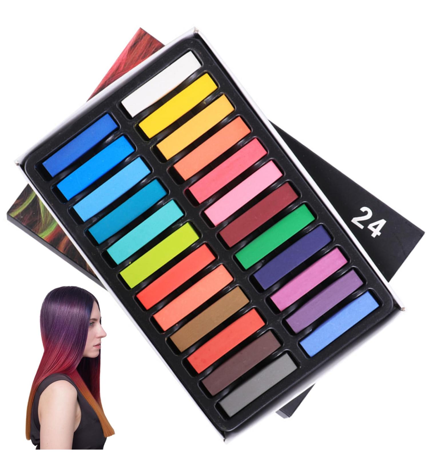 Hair Chalk 24 Colors Temporary Hair Dye Safe Hair Chalk for Kids Washable Temporary Hair Colour Pen Colorful Great Toy Temporary Hair Color for Halloween Carnival - Buy Online on SooperMarket.com