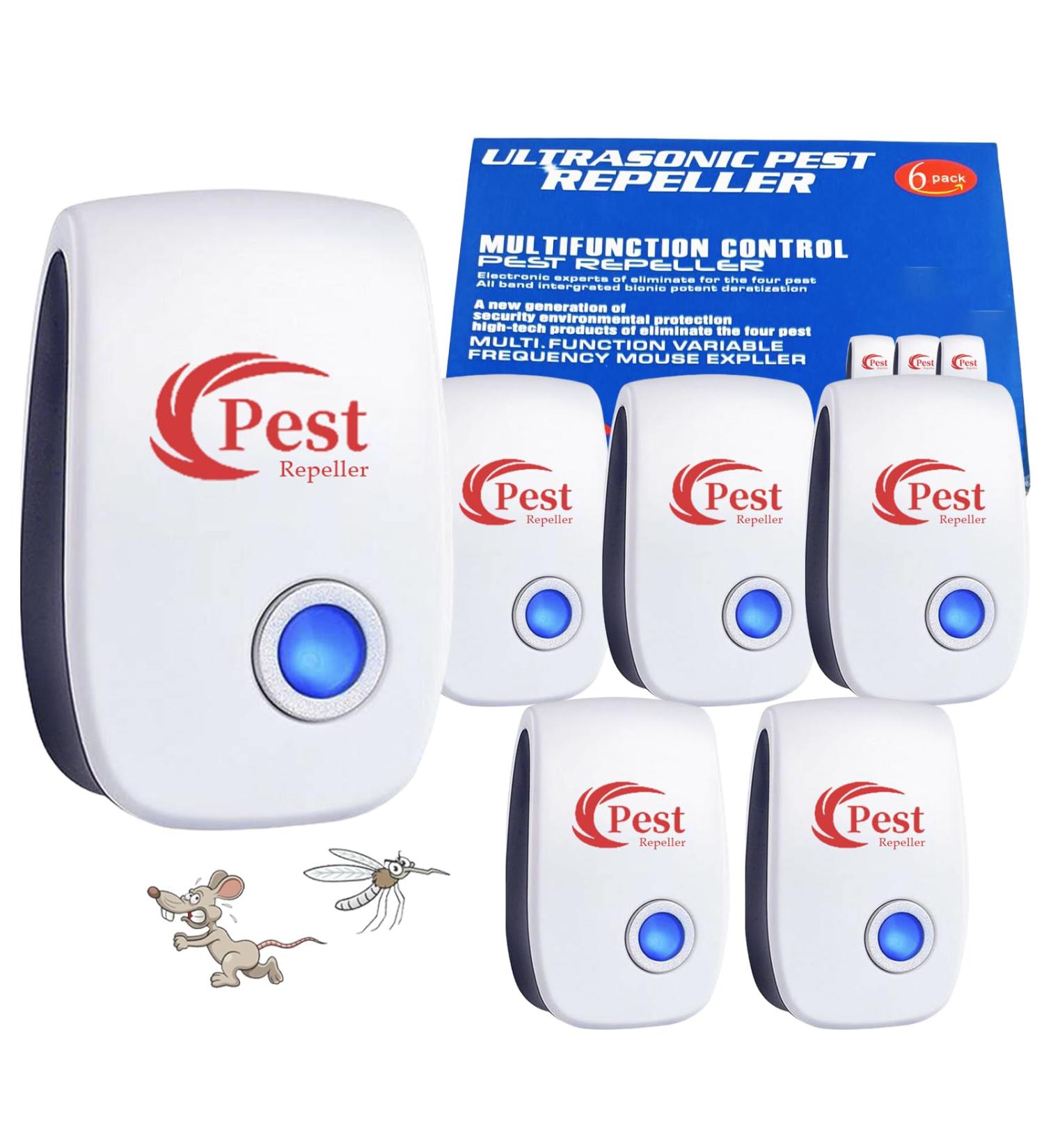 Ultrasound Pest Control 6-Pack | Plug-In Electronic Repeller for Insects Mosquitoes Mice & Cockroaches | International Shipping Available - Buy Online on SooperMarket.com