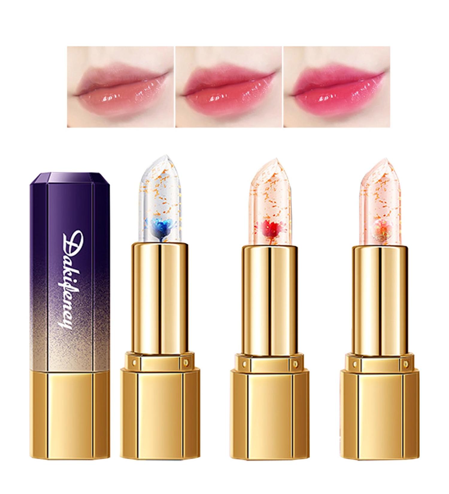 Jelly Lipstick Set - Color Changing Moisturizer Long Lasting Glossy Finish | 3 Pack Flower Lip Balm for All-Day Hydration - Buy Online on SooperMarket.com