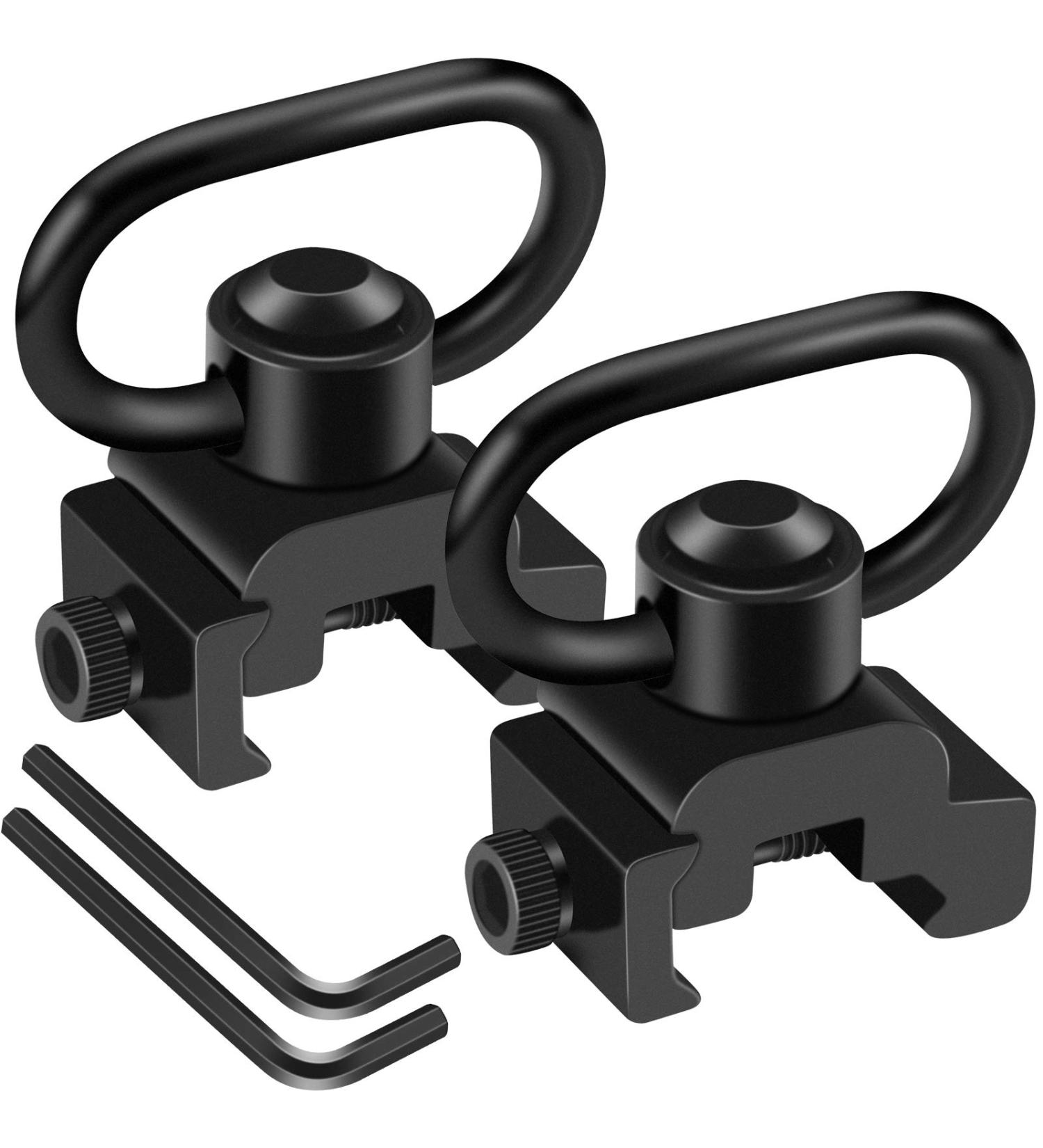 LONSEL 360 Rotation Picatinny Sling Swivel Mounts 2 Pack - Black | 1.25 Push Button QD | 2 Point & Traditional Sling Rail Mount - Buy Online on SooperMarket.com