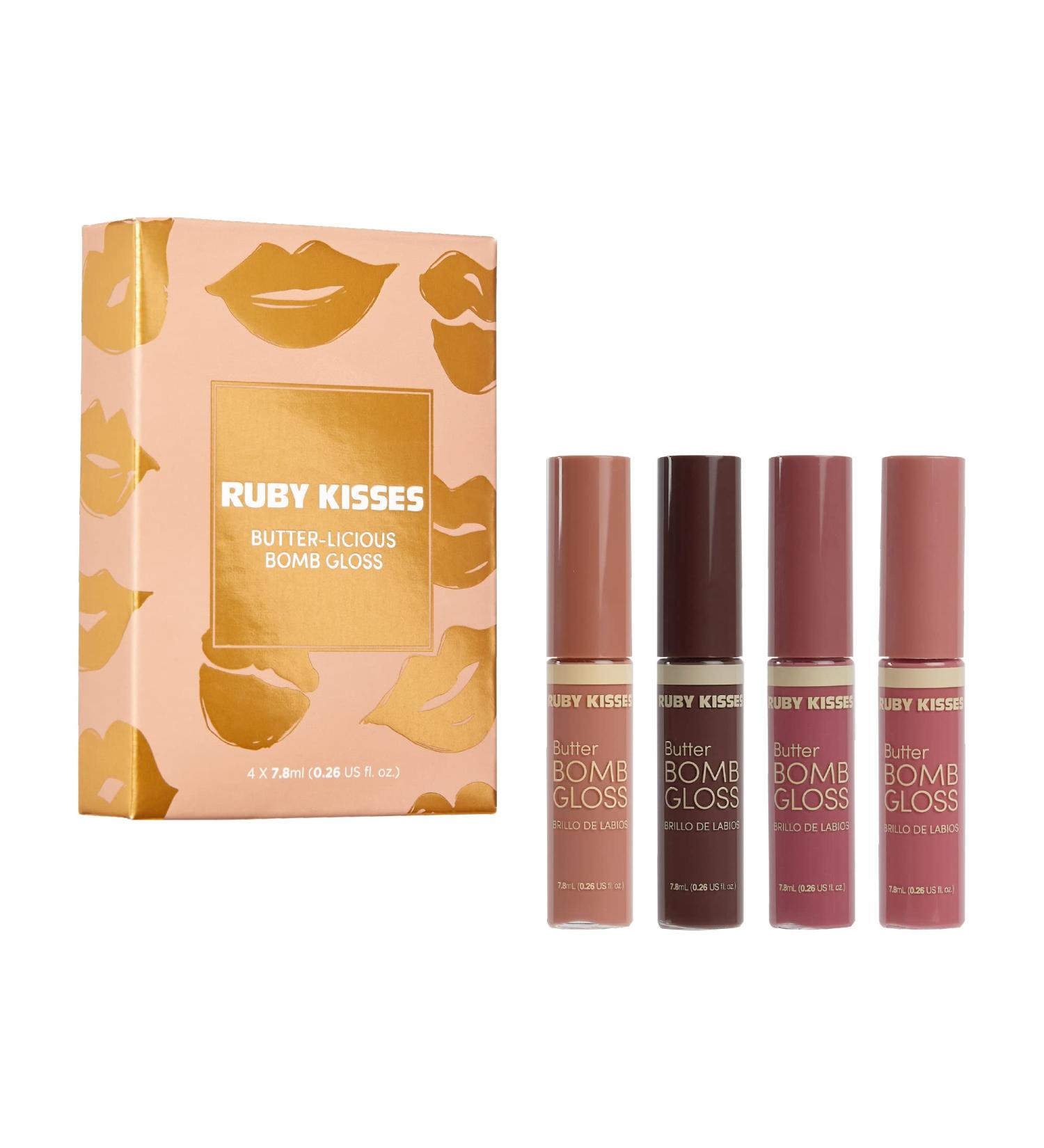 Ruby Kisses Lip Gloss Butter Bomb Gloss Set - Nude Shades with Vitamin E, Non-Sticky Formula - 7.8mL - Buy Online on SooperMarket.com