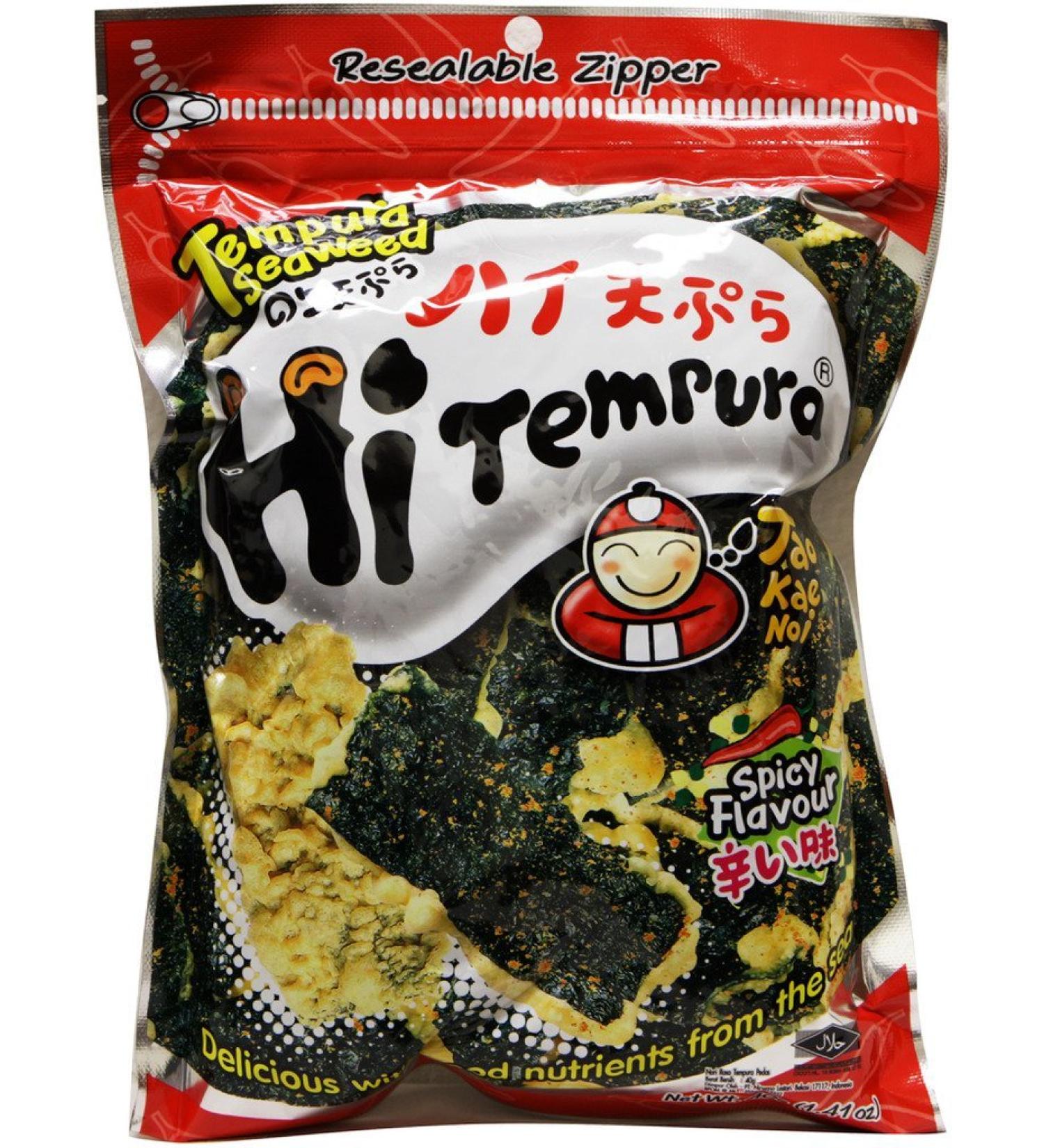 Tao Kae Noi Hi Tempura Seaweed Spicy Flavor, 1.41oz x 6packs 1.41 Ounce (Pack of 6)