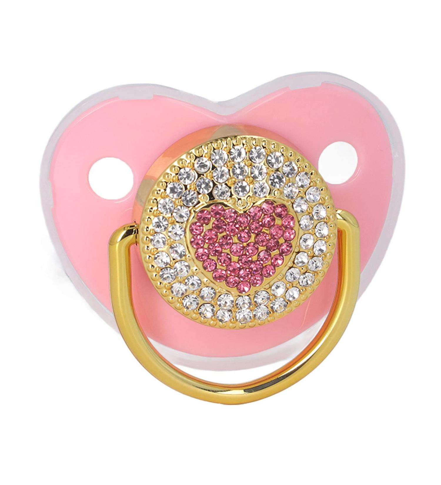 Heart-Shaped Baby Pacifier Set Soft Silicone Pacifiers for Newborns & Toddlers (M Pink) | Comfortable & Safe for Your Baby - Buy Online on SooperMarket.com