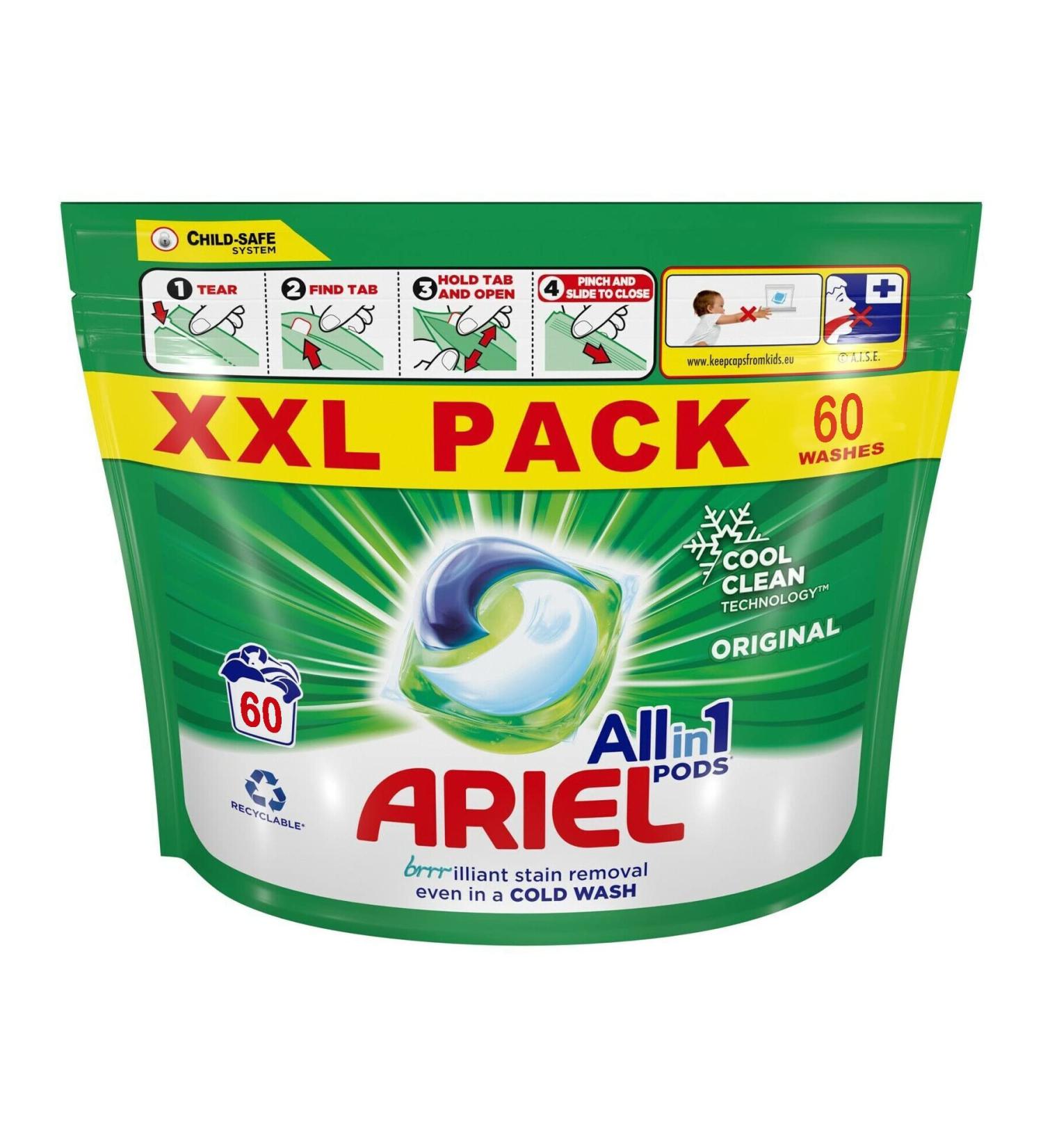 Ariel Allin1 Pods Original 60 Washes - 60 Count Pack for Ultimate Cleaning - Buy Online on SooperMarket.com