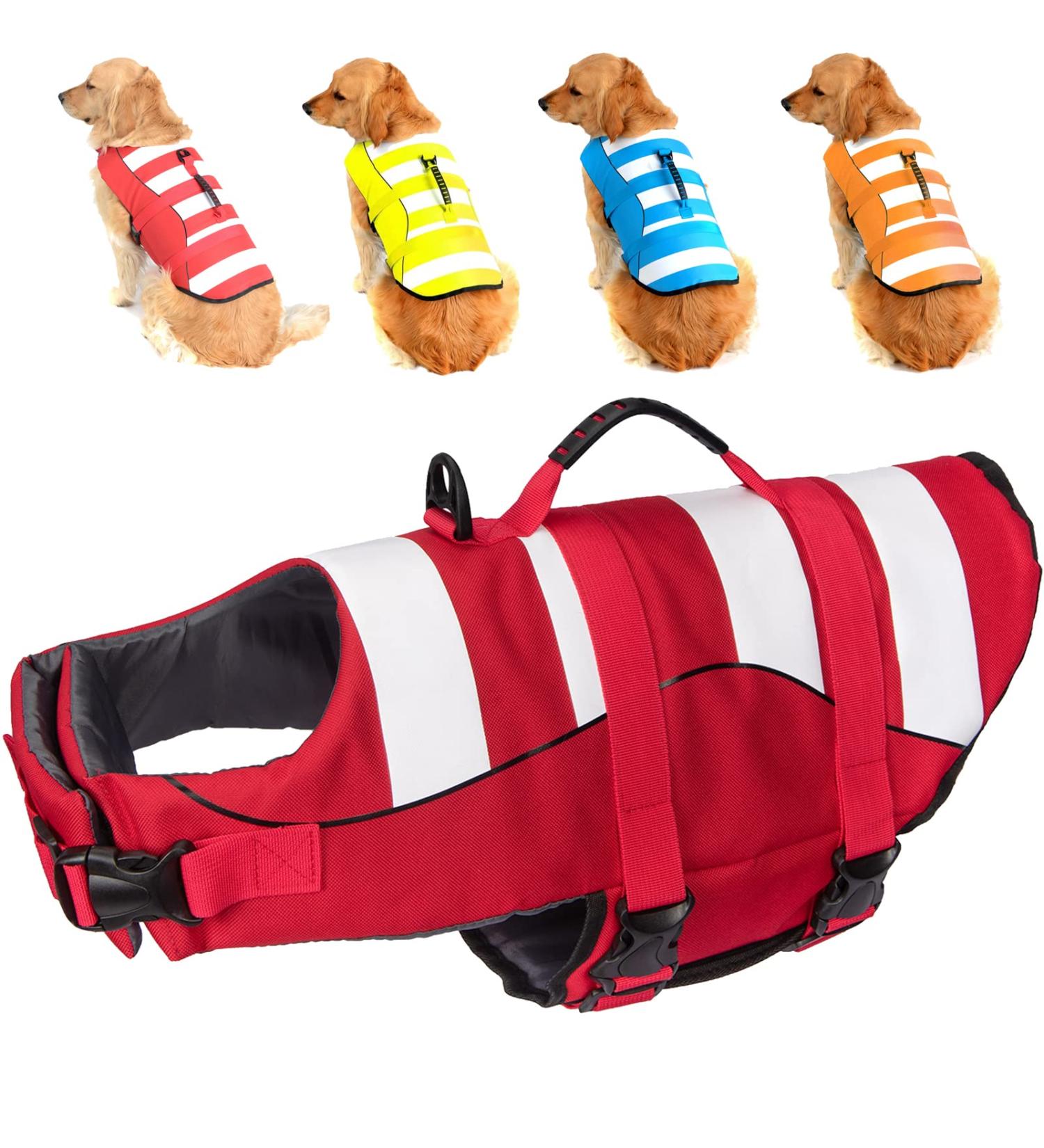 Fragralley Medium Dog Life Jacket in Bright Red | Swimming Safety Vest with Rescue Handle and High Visibility | Superior Buoyancy for Summer Adventures - Buy Online on SooperMarket.com