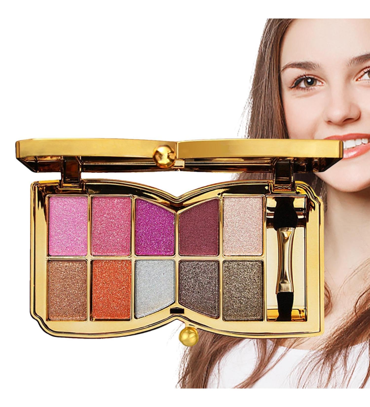 10 Colors Glitter Eyeshadow Pallet Shimmer Colorful Eyeshadow Palette Makeup Diamond Bright Makeup Shimmery Highly Pigmented Waterproof Long-lasting Sweatproof Practice Make Up - Buy Online on SooperMarket.com