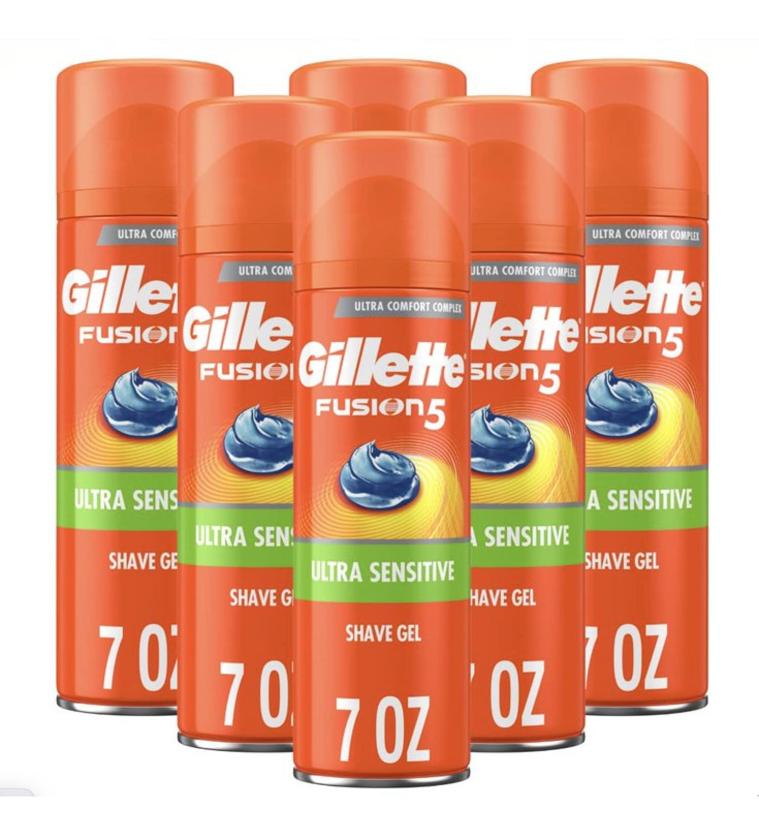 Gillette Fusion5 Ultra Sensitive Shave Gel 7oz - Pack of 6 - Buy Online on SooperMarket.com