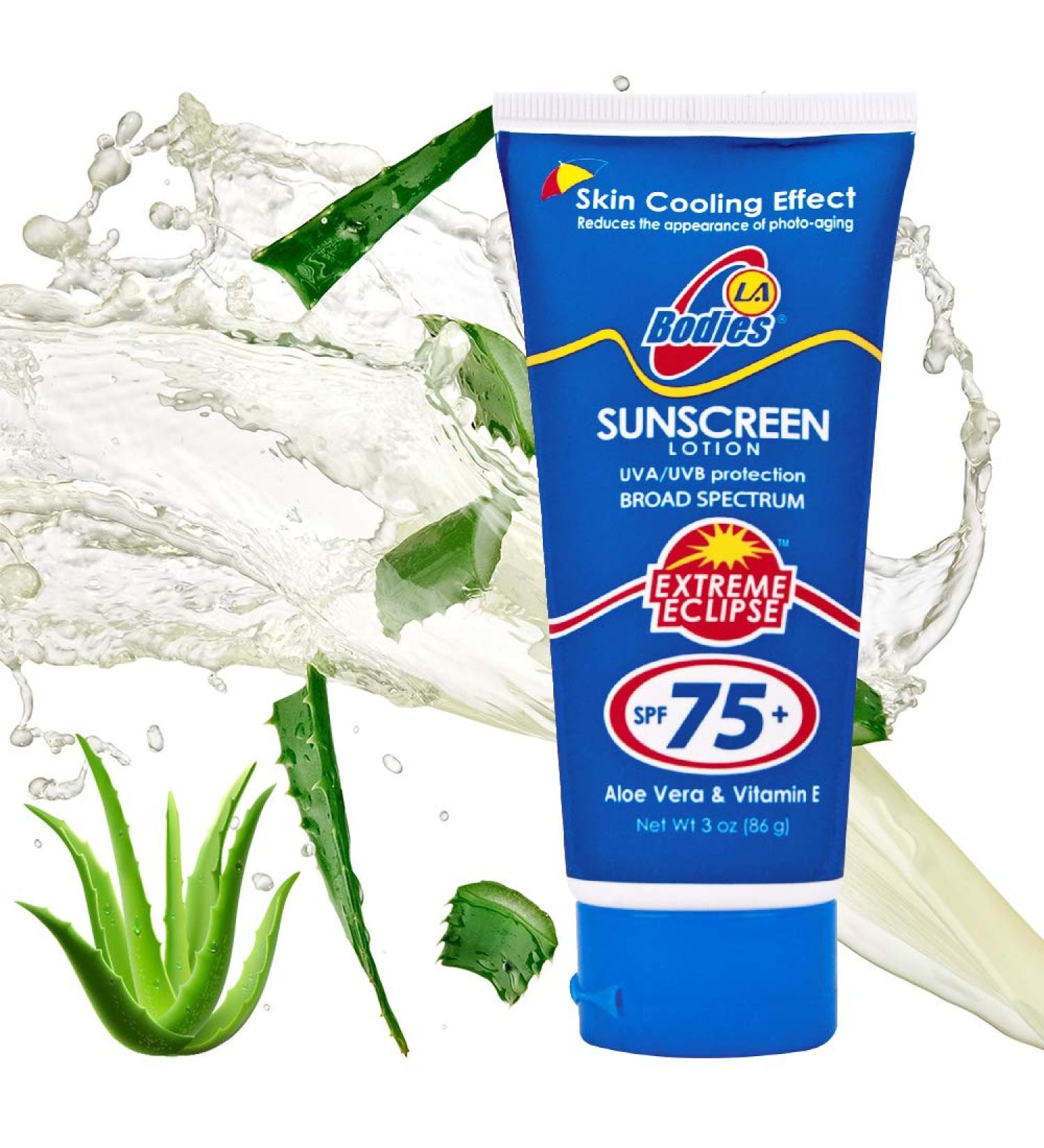 Moisturizing Sunscreen Lotion SPF 75 with Aloe Vera - Acne-Prone Skin | UVA UVB Protection | 3oz - Buy Online on SooperMarket.com