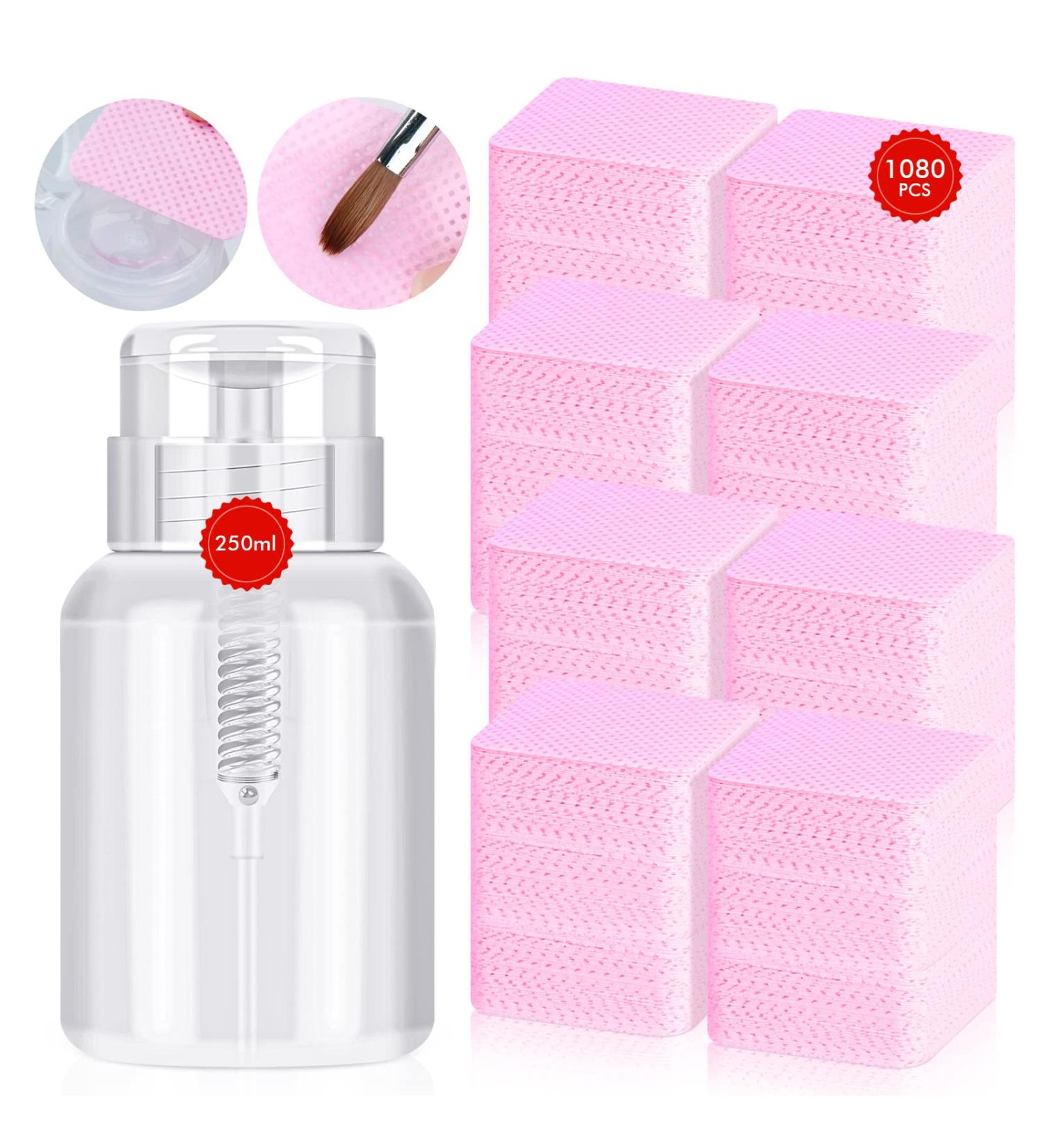 Saviland 1080PCS Lint Free Nail Wipes with Pump Dispenser - Professional Soak Off Gel Nail Polish Remover - Buy Online on SooperMarket.com
