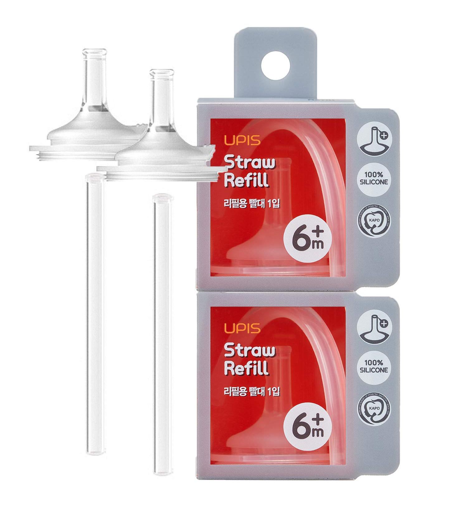 UPIS 2 Count Silicone Straw Refill Pack - Anti Colic Air Vent, BPA-Free, Cross-Cut Design - 6 Month+ Compatible with UPIS Straw Cup - 2 Pack - Buy Online on SooperMarket.com