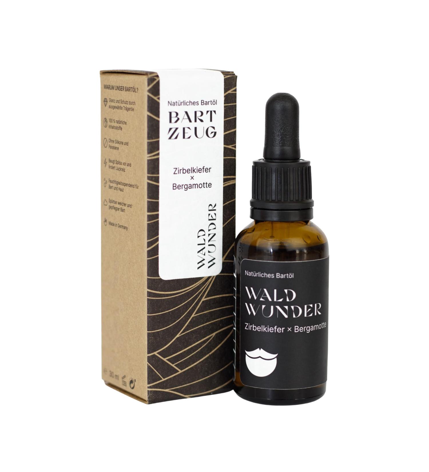 Barteitzeug Beard Oil Waldwunder - 100% Natural Zirbelkief & Bergamot - 30ml - Soothes Itching & Softens Beard - International Shipping Available - Buy Online on SooperMarket.com