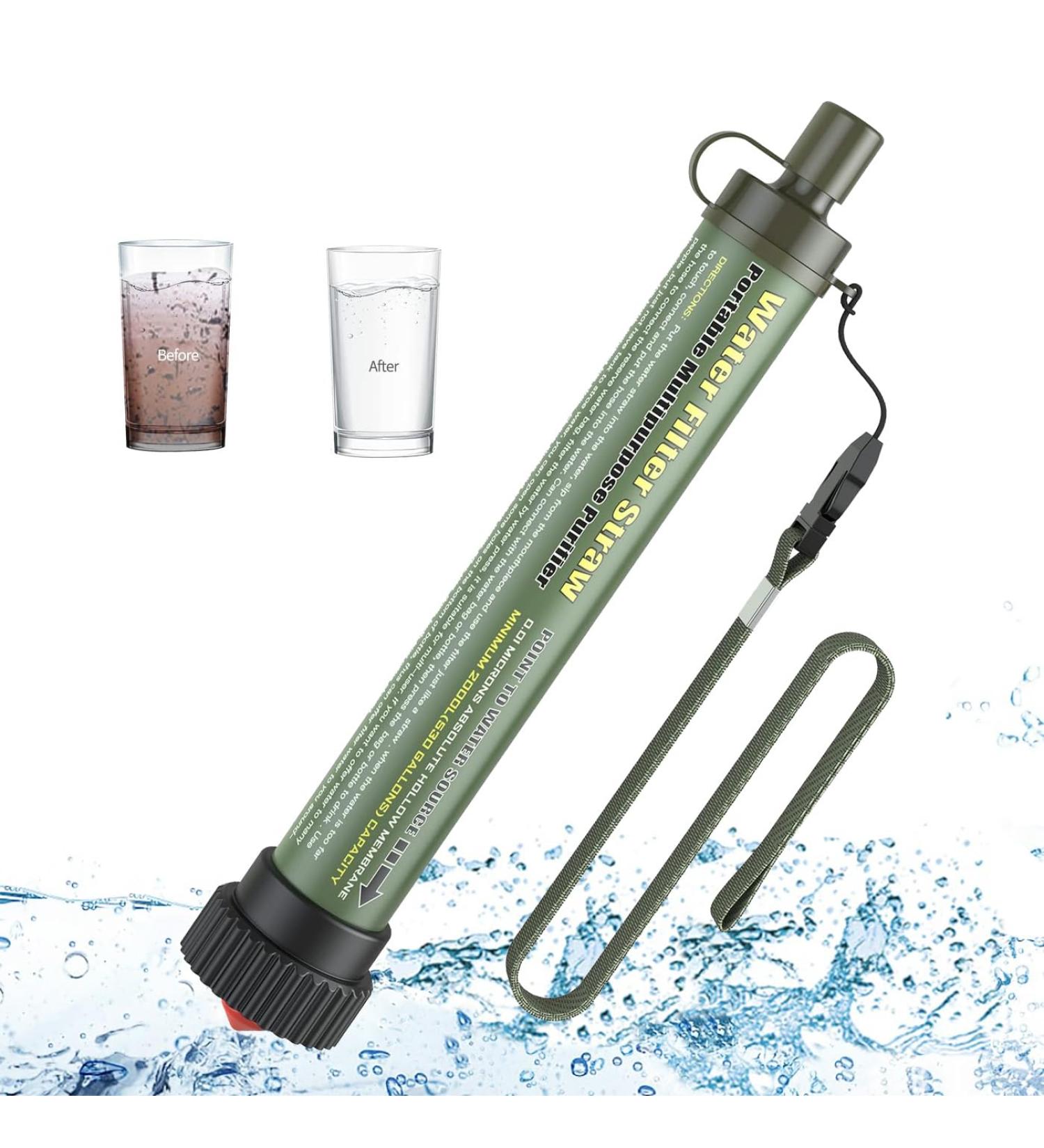 Lixada Outdoor Water Filter System - Ultrafilter Straw for Camping Travel Hiking & Fishing | Emergency Survival Gear - Army Green - Buy Online on SooperMarket.com