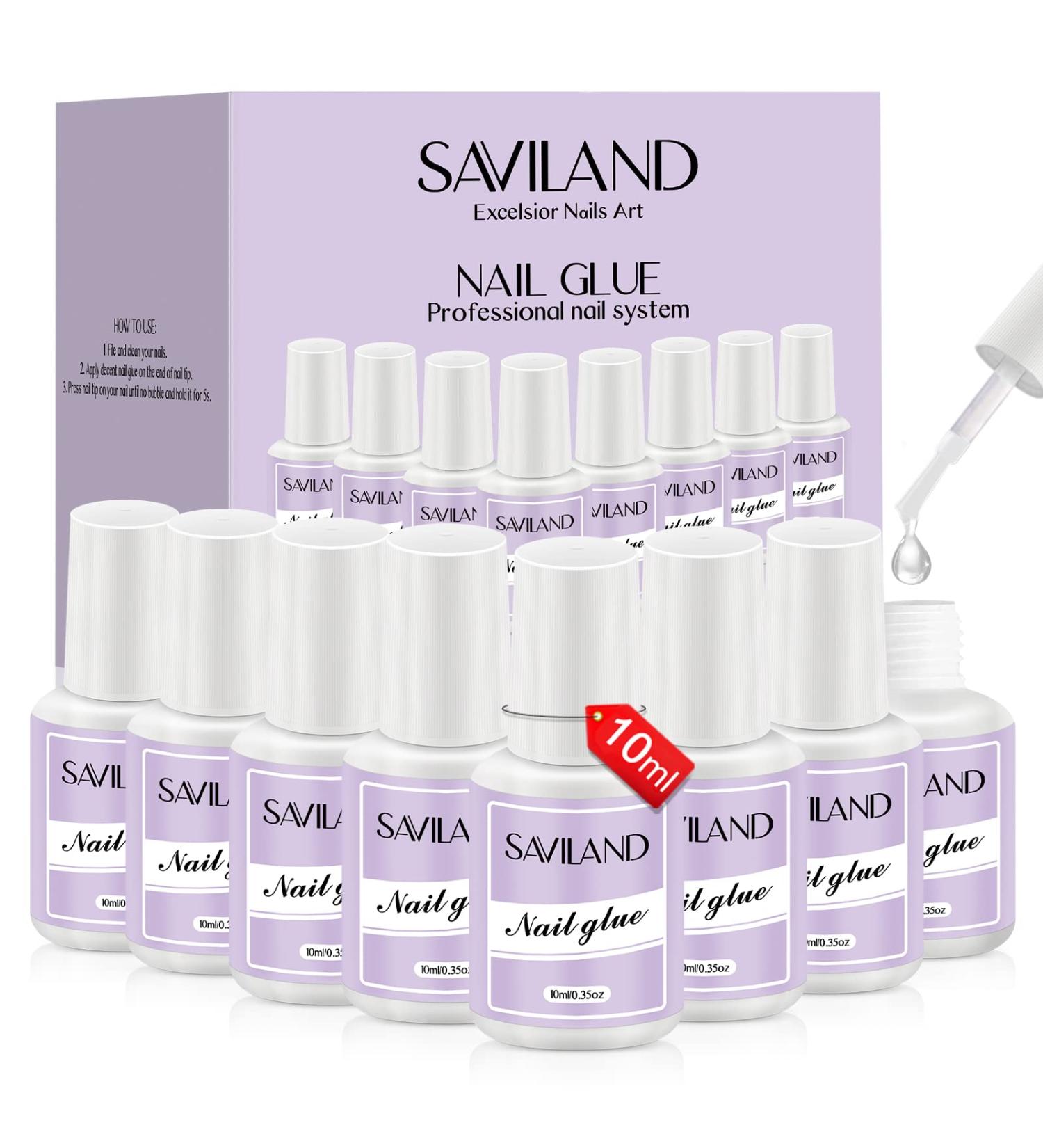 Saviland 8PCS Super Strong Nail Glue Set - 80ML Long Lasting Professional Gel Nail Glue for Nail Repair and Fake Nails - B-10ML-8PCS - Buy Online on SooperMarket.com
