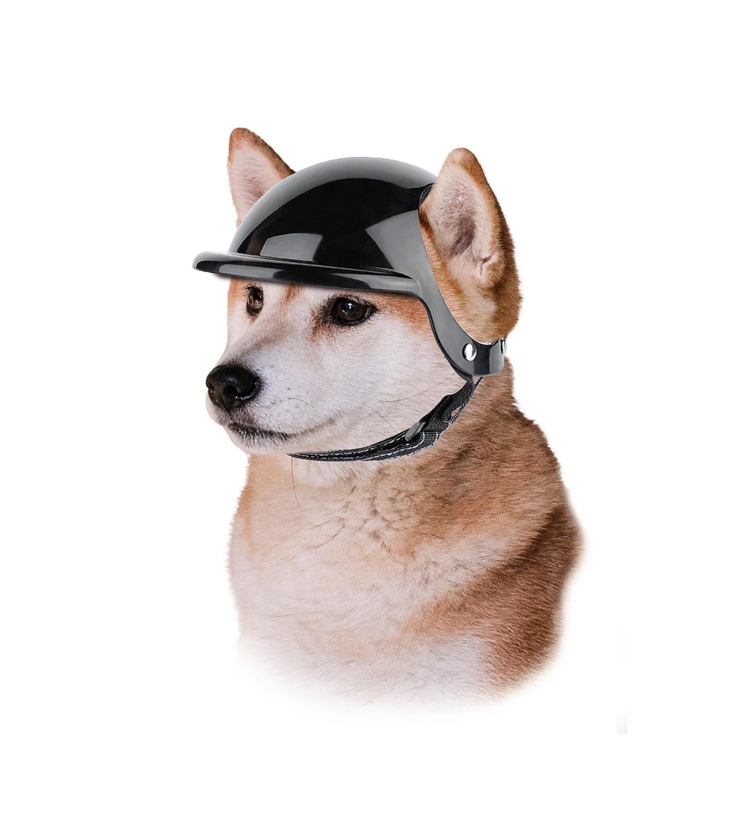 Dog & Cat Motorcycle Helmet - Safety Hard Hat for Pets 17lb-27lb | Black Outdoor Protection - Buy Online on SooperMarket.com