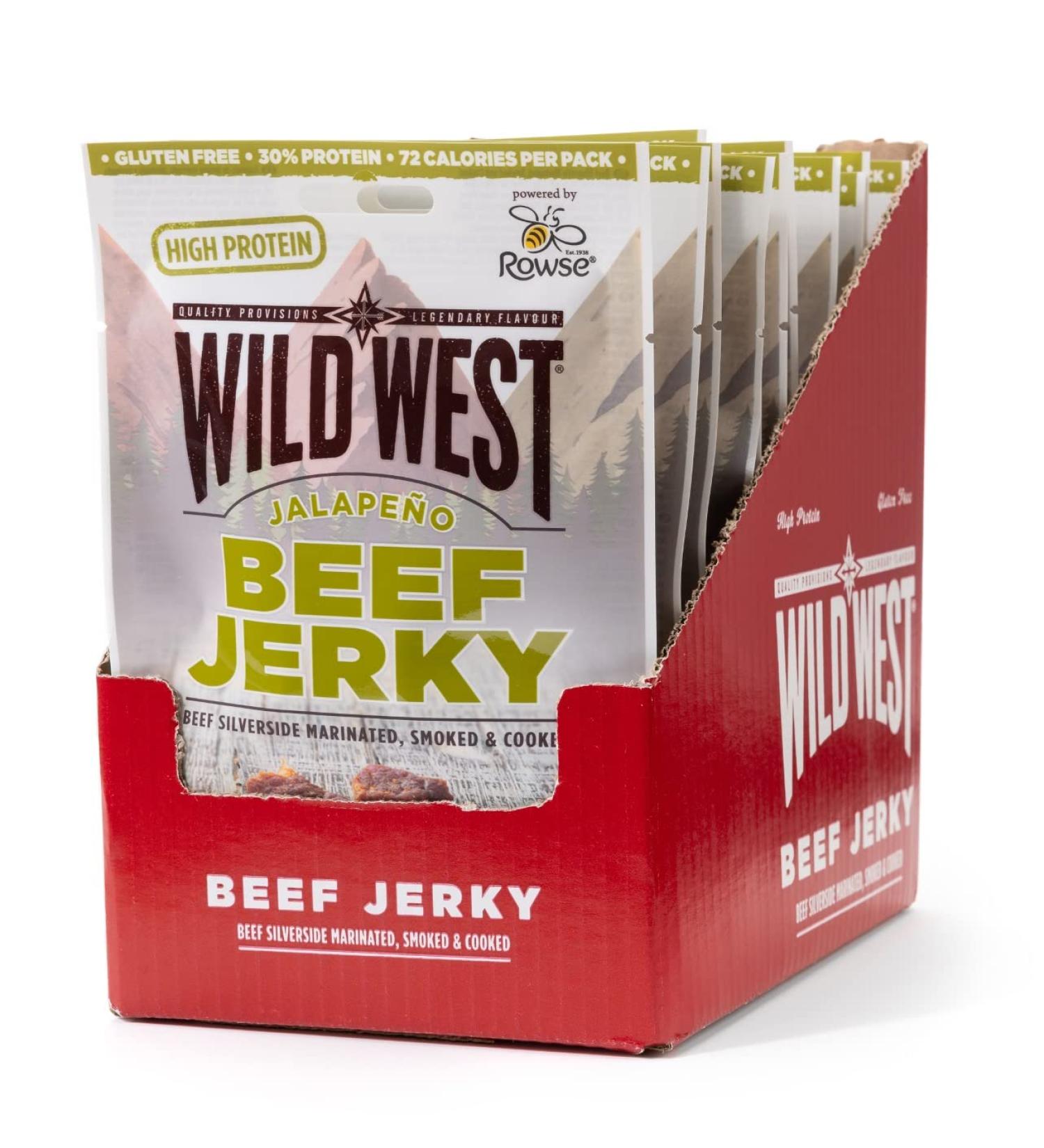 Wild West Beef Jerky - 16 Pack Jalapeno 25g | High Protein Dry Meat Snack - Buy Online on SooperMarket.com