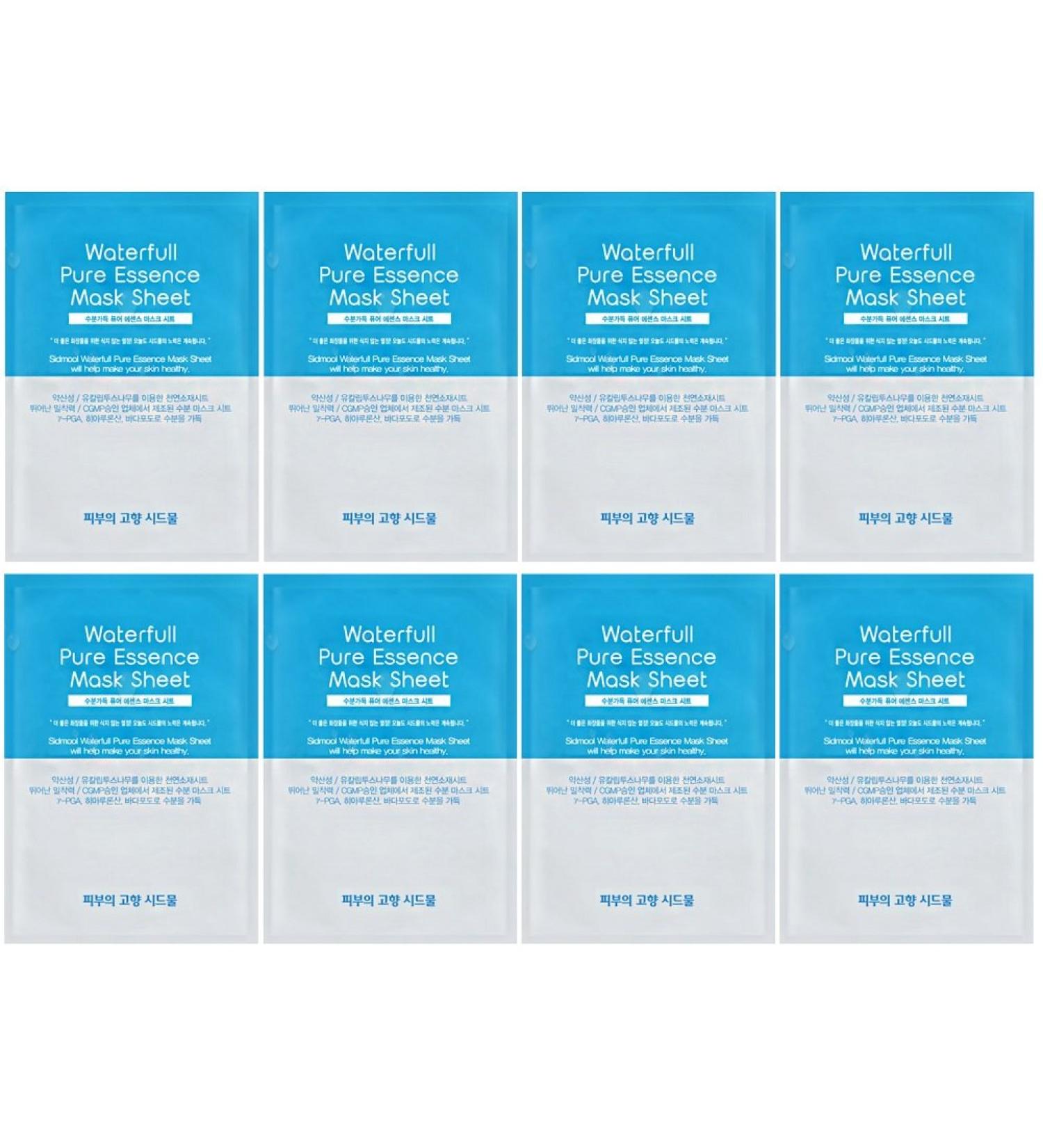 Waterfull Pure Essence Mask Sheet | 0.8 oz x 8 Pack | Moisture Facial Mask for Glowing Skin | International Shipping Available - Buy Online on SooperMarket.com
