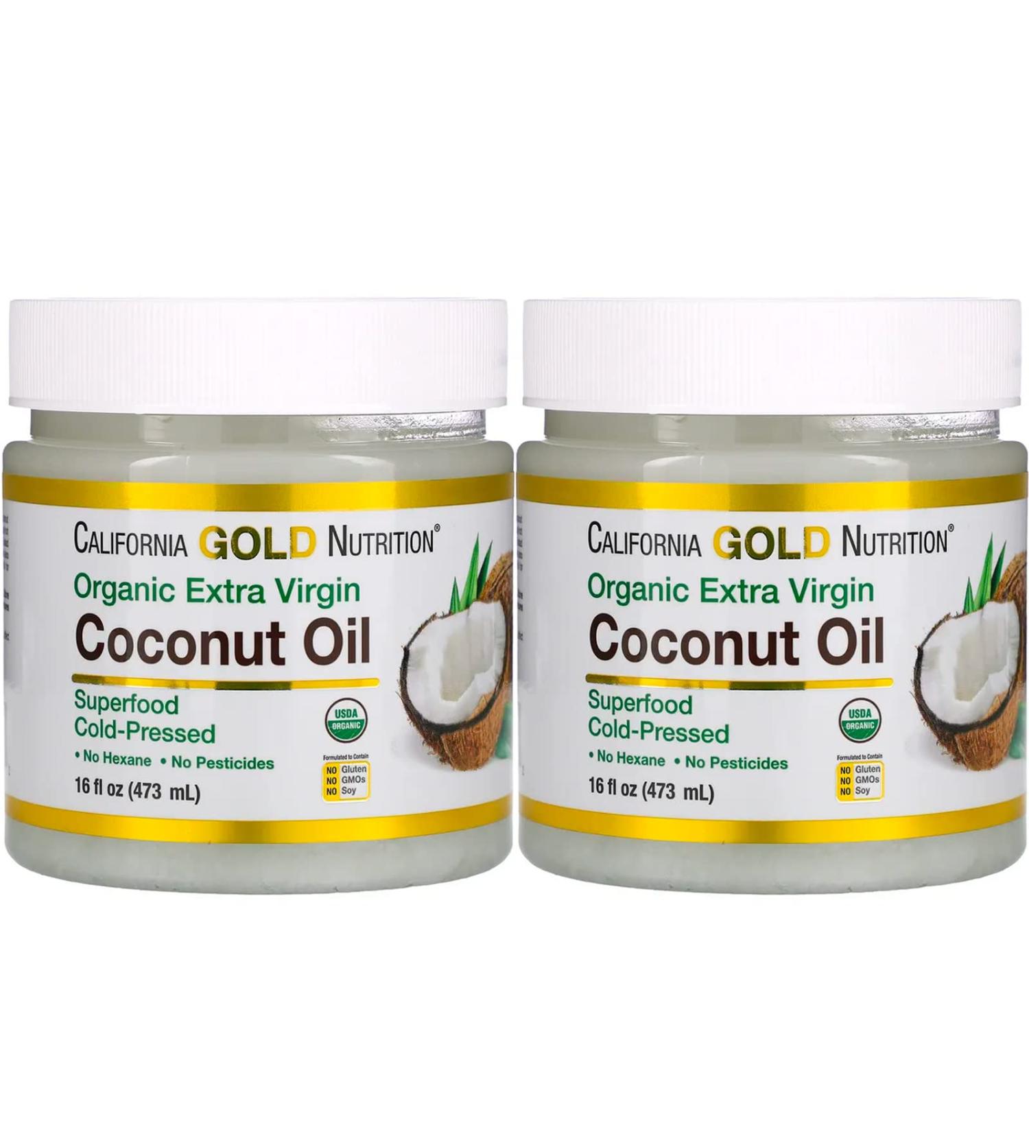 California Gold Nutrition Organic Extra Virgin Coconut Oil 16 fl oz - Cold Pressed, 2 Pack (473 ml x 2) - Buy Online on SooperMarket.com