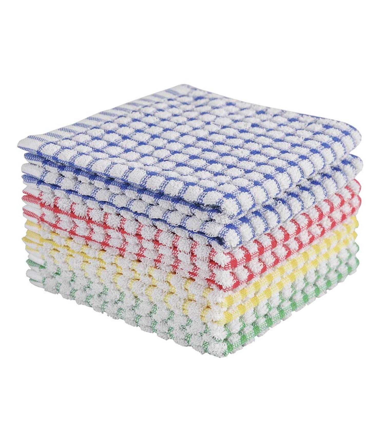 Oeleky Super Absorbent Dish Cloths 12x12 Inches - Pack of 8, Cotton Terry Kitchen Cleaning Rags - Buy Online on SooperMarket.com