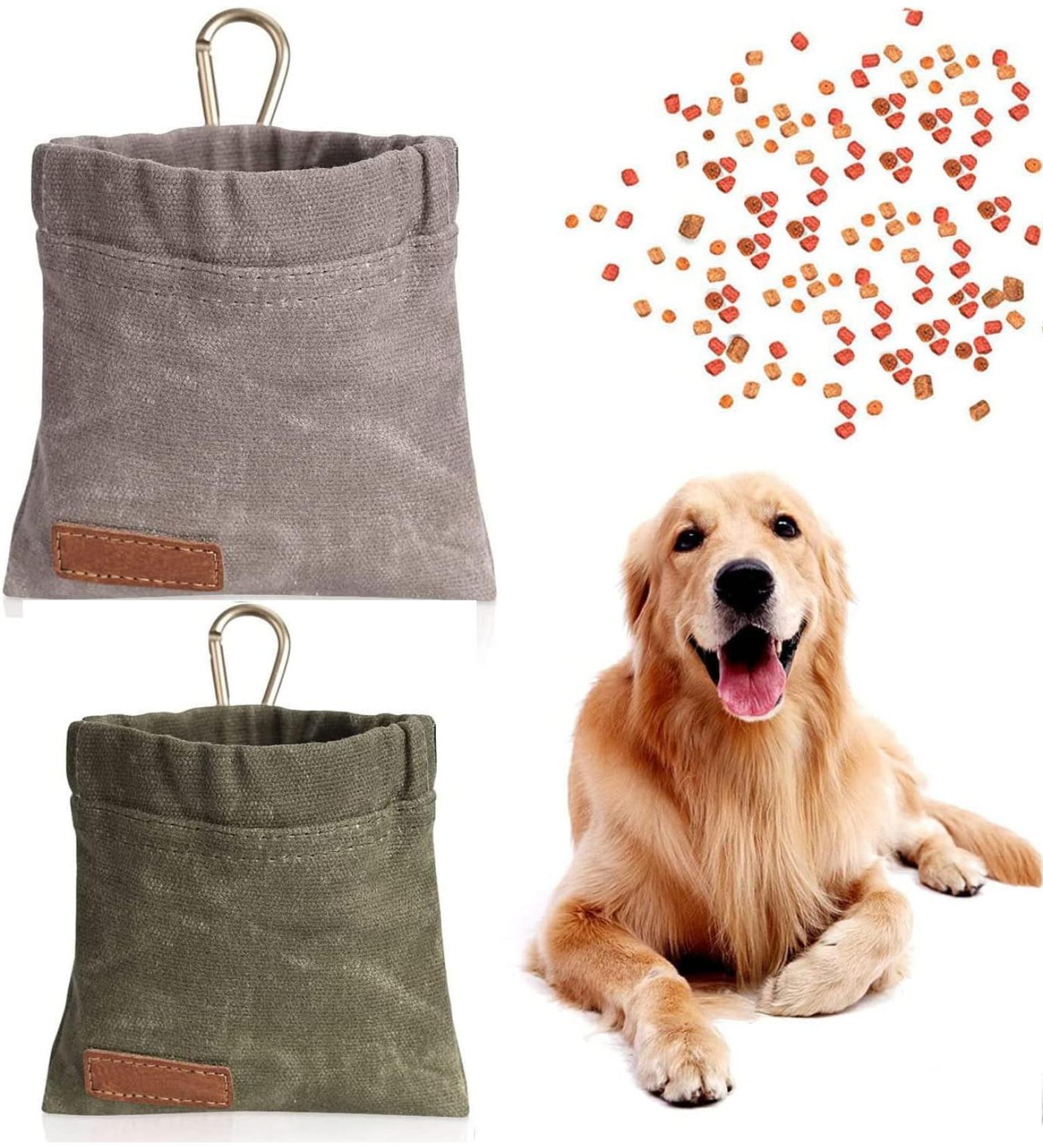Deliciency Dog Elder Leader - Free-Handed Training with Automatic Closure | Small Forage Bags & Carabiners | 2 Pack Puppy Treats for Dogs - Buy Online on SooperMarket.com