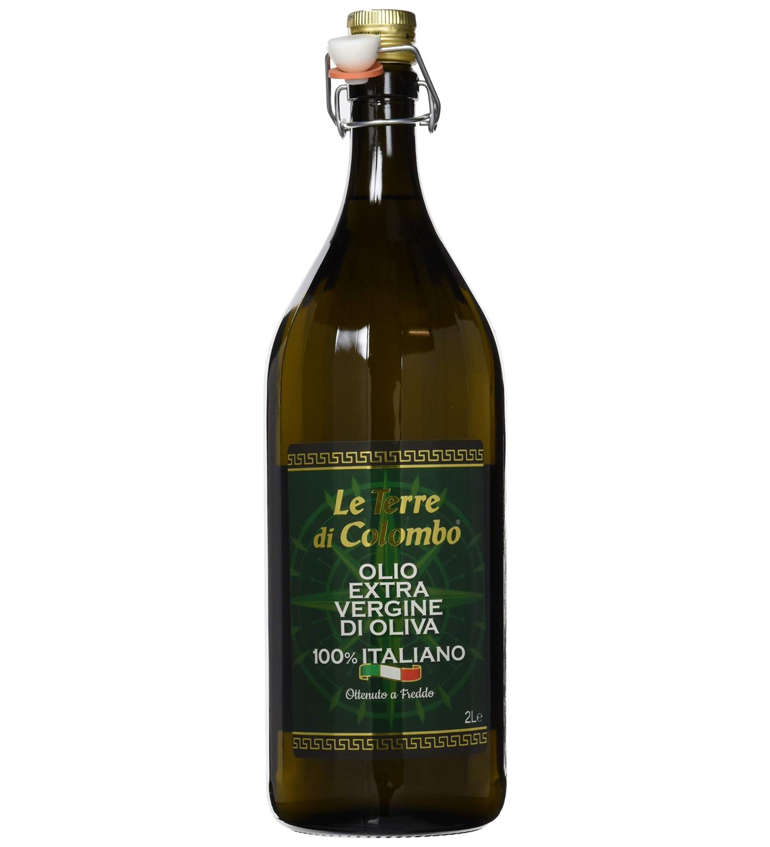 Le Terre di Colombo 100% Italian Extra Virgin Olive Oil - 2L Ribbed Bottle with Mechanical Closure | Premium Quality for International Shipping - Buy Online on SooperMarket.com