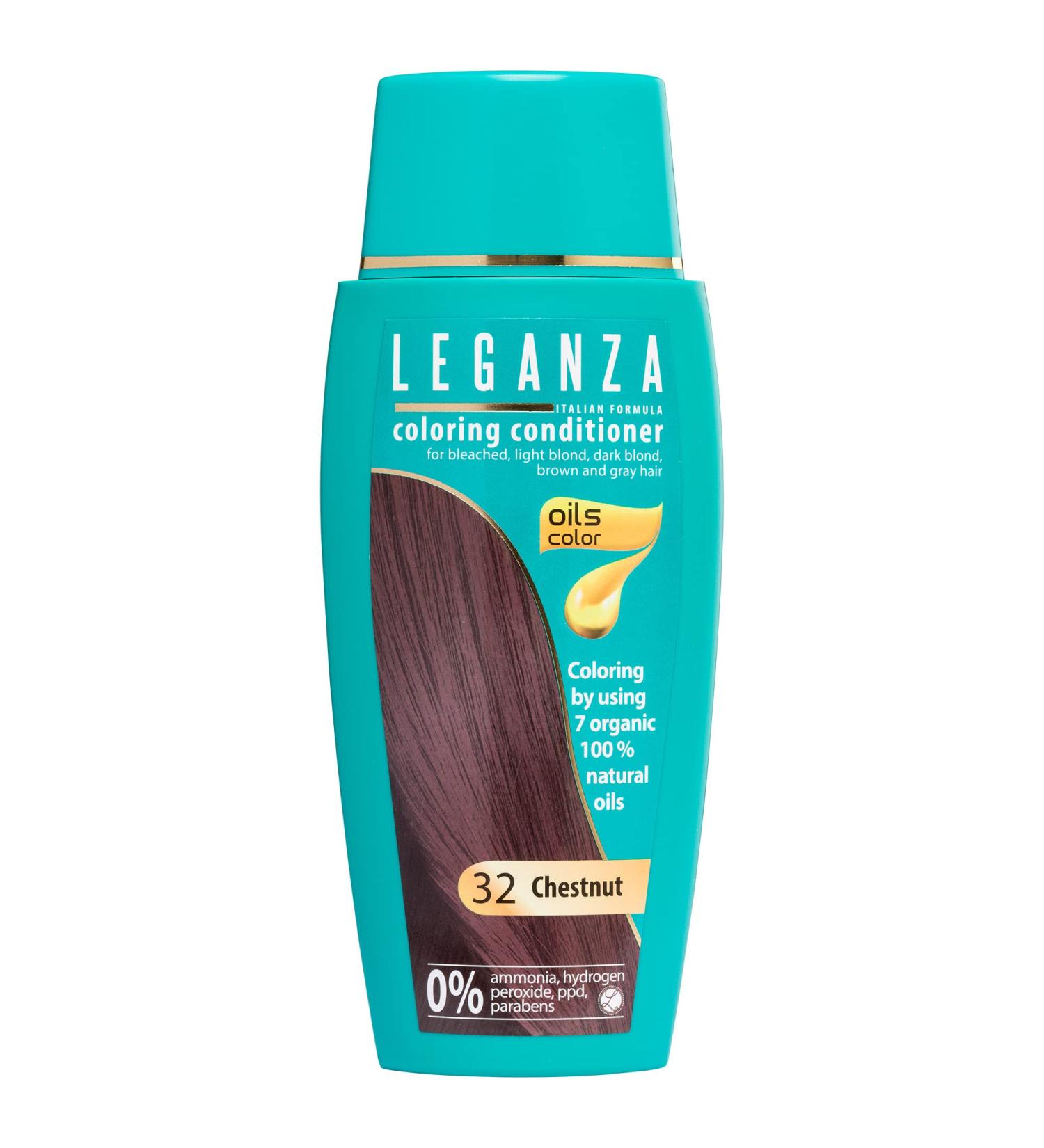 Leganza Hair Coloring Conditioner Chestnut N32 | 7 Natural Oils | Ammonia & Paraben Free | 150ml - Buy Online on SooperMarket.com