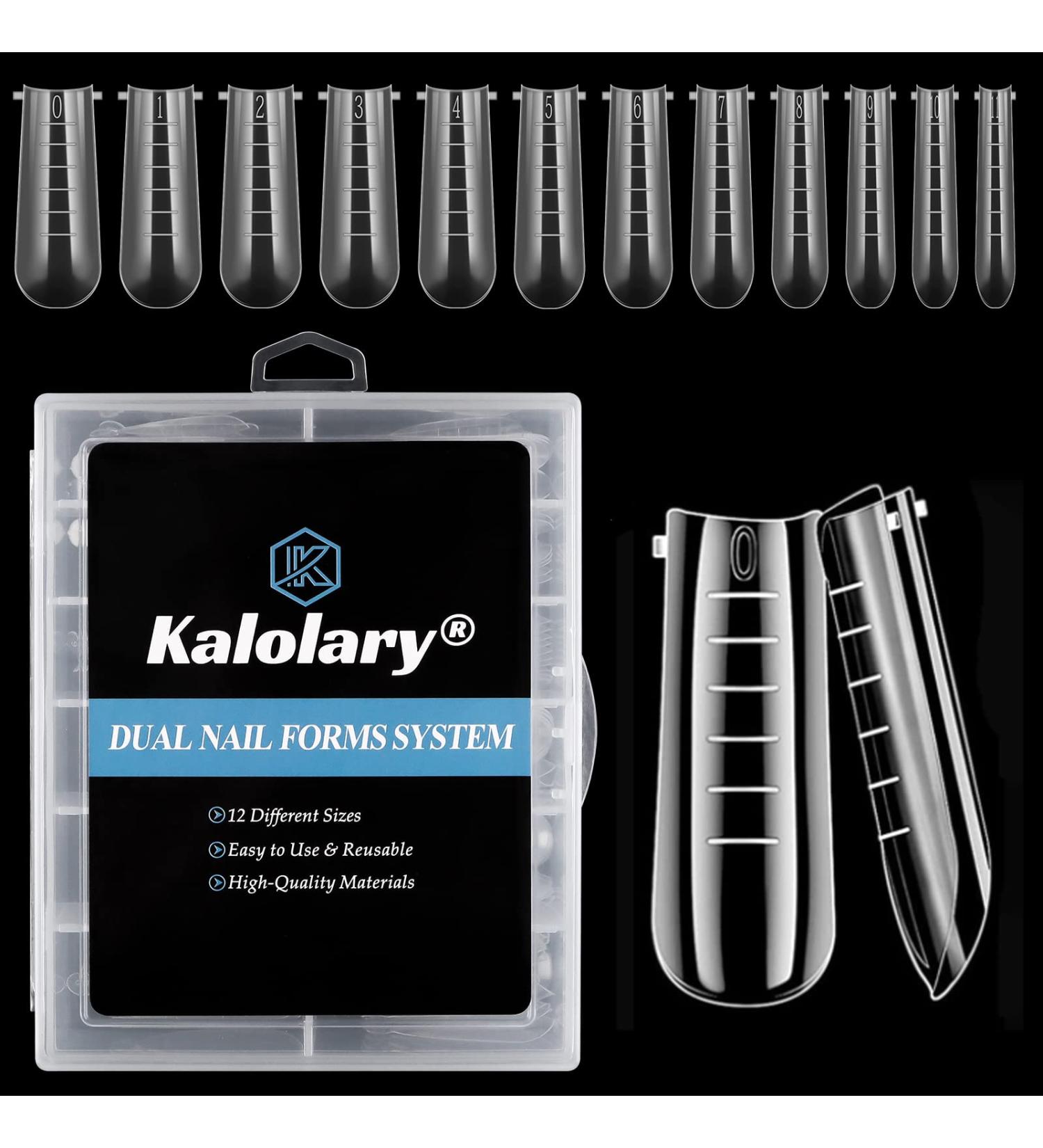 Kalolary 120pcs Dual Nail System Forms - Full Cover Gel Nail Tips for Acrylic Nail Art Extension 12 Sizes with Scale - Buy Online on SooperMarket.com
