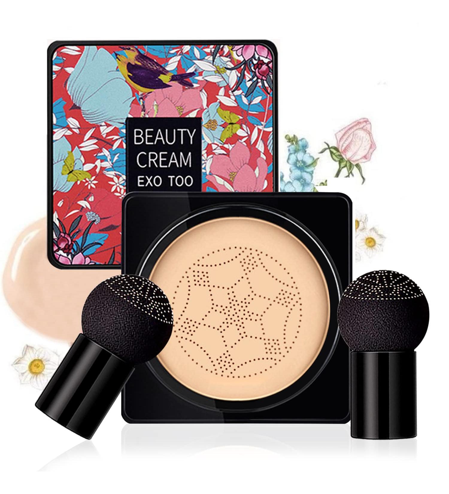 NUIBO Mushroom Head Air Cushion CC Cream Foundation + 2PCS Sponges | Moisturizing BB Cream, Long Lasting Matte Concealer | Ivory Shade - Buy Online on SooperMarket.com