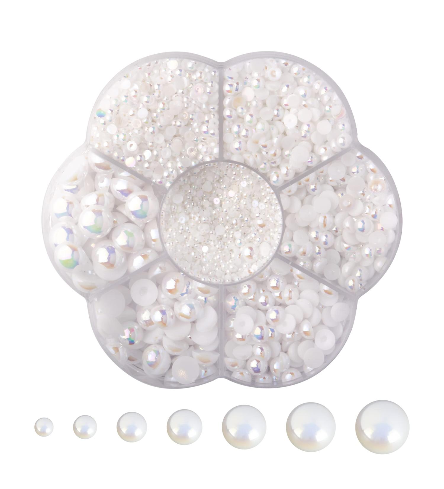 Articyard 5700 AB White Half Pearls - Flatback Pearls for Crafts & Nails - DIY Accessory for Art, Fashion & Makeup - Buy Online on SooperMarket.com