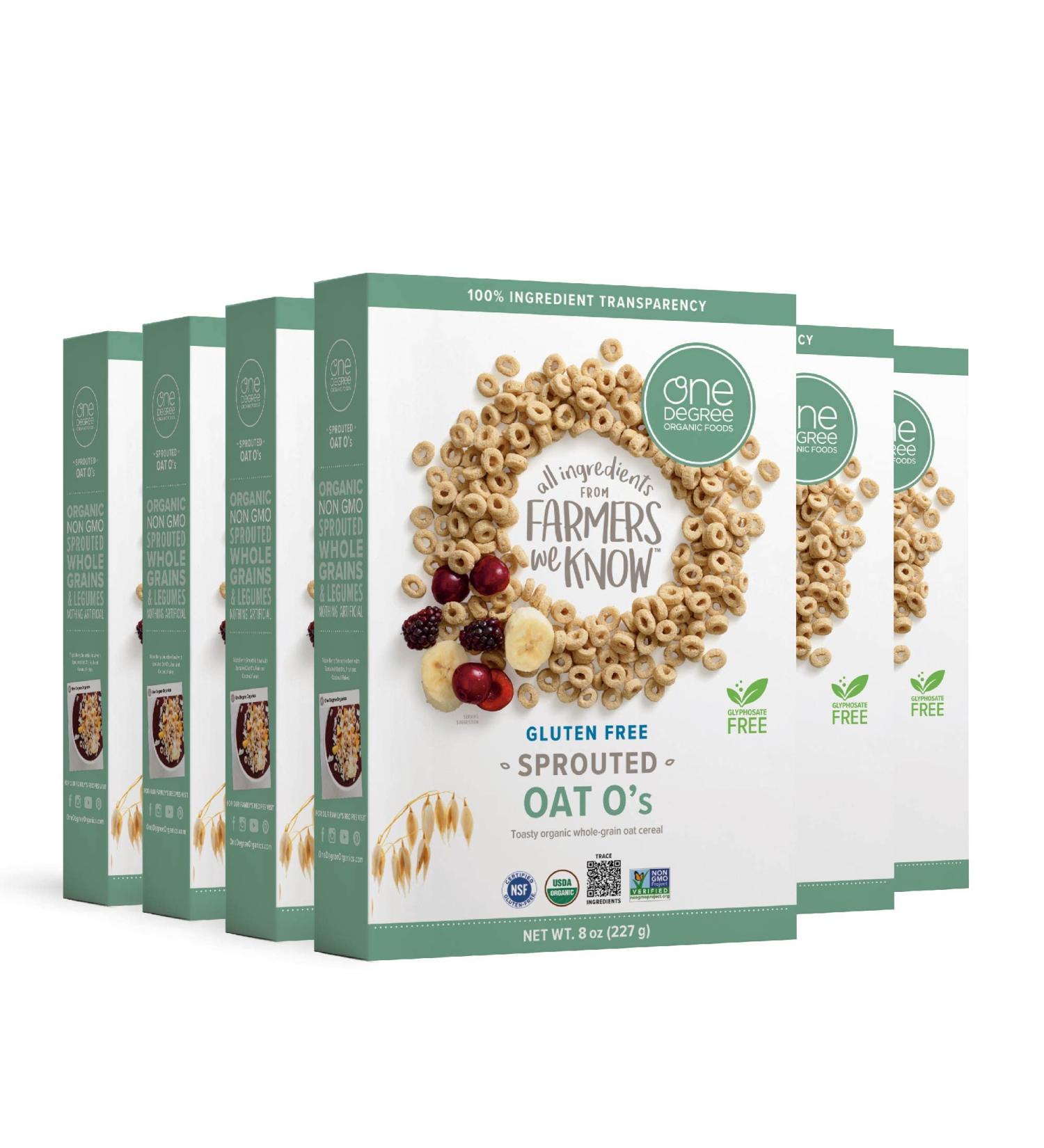 One Degree Organic Foods Sprouted Oat Oâs  Non-GMO  USDA Organic Oat Cereal  8 oz.  6 pack Oat O's 8 Ounce (Pack of 6) - Buy Online on SooperMarket.com
