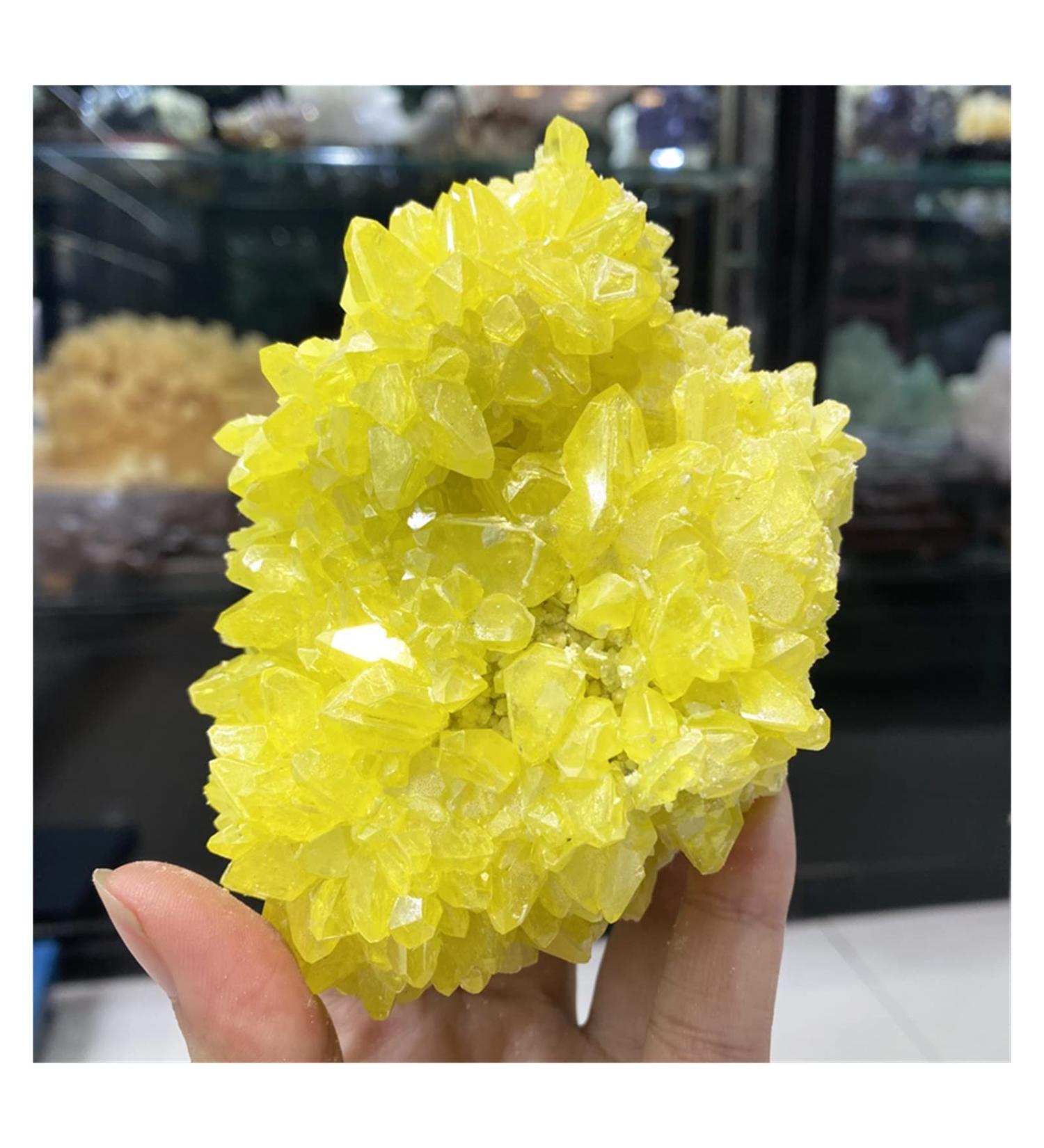 Natural Crystal Rough Crystals 1pc Natural Rough Stone Crystal Cluster Raw Rough Yellow Bulk Native Sulfur Solid Rock Sulfur for Home Decoration 10-12CM - Buy Online on SooperMarket.com