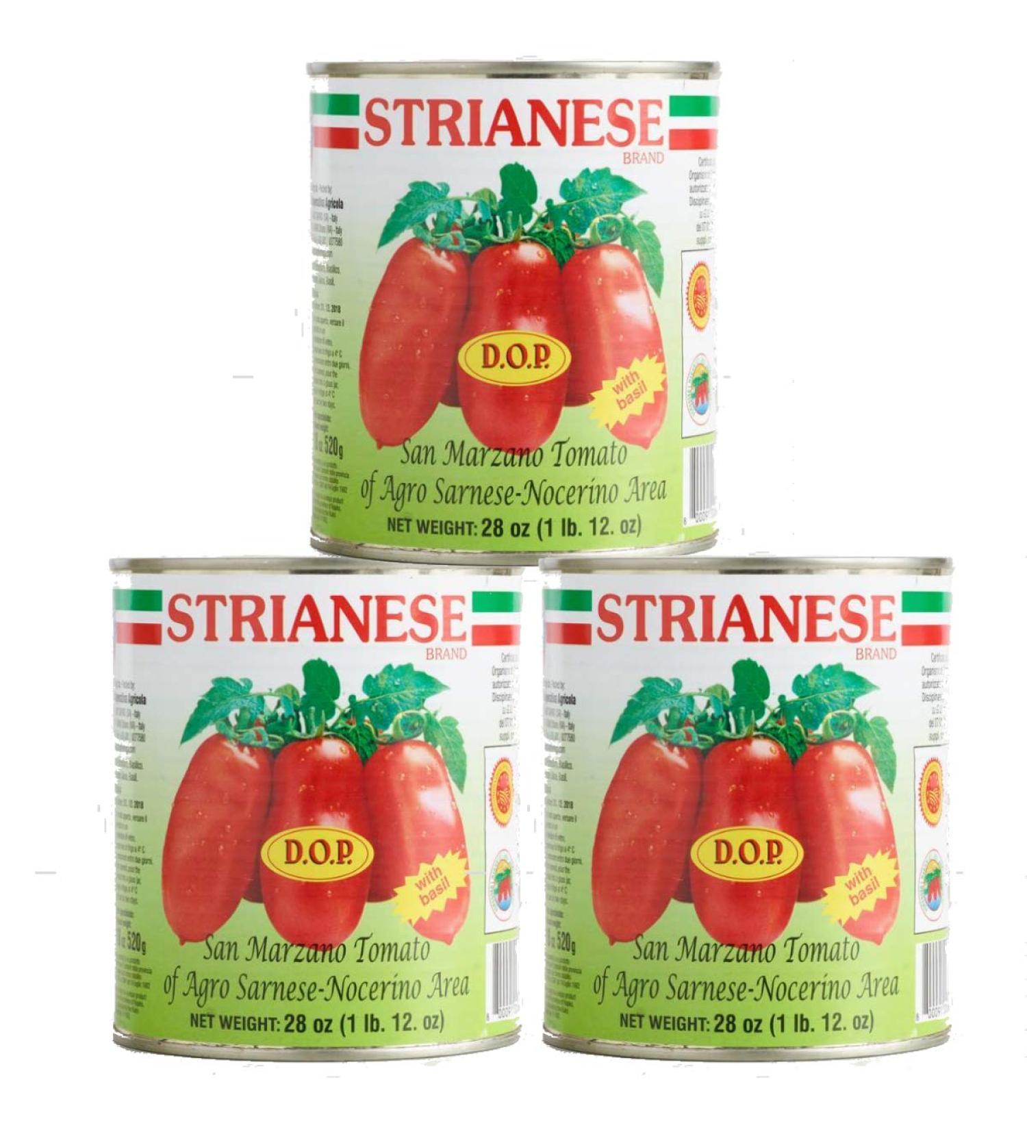 Strianese San Marzano Tomatoes, DOP, 28 oz (Pack of 3)