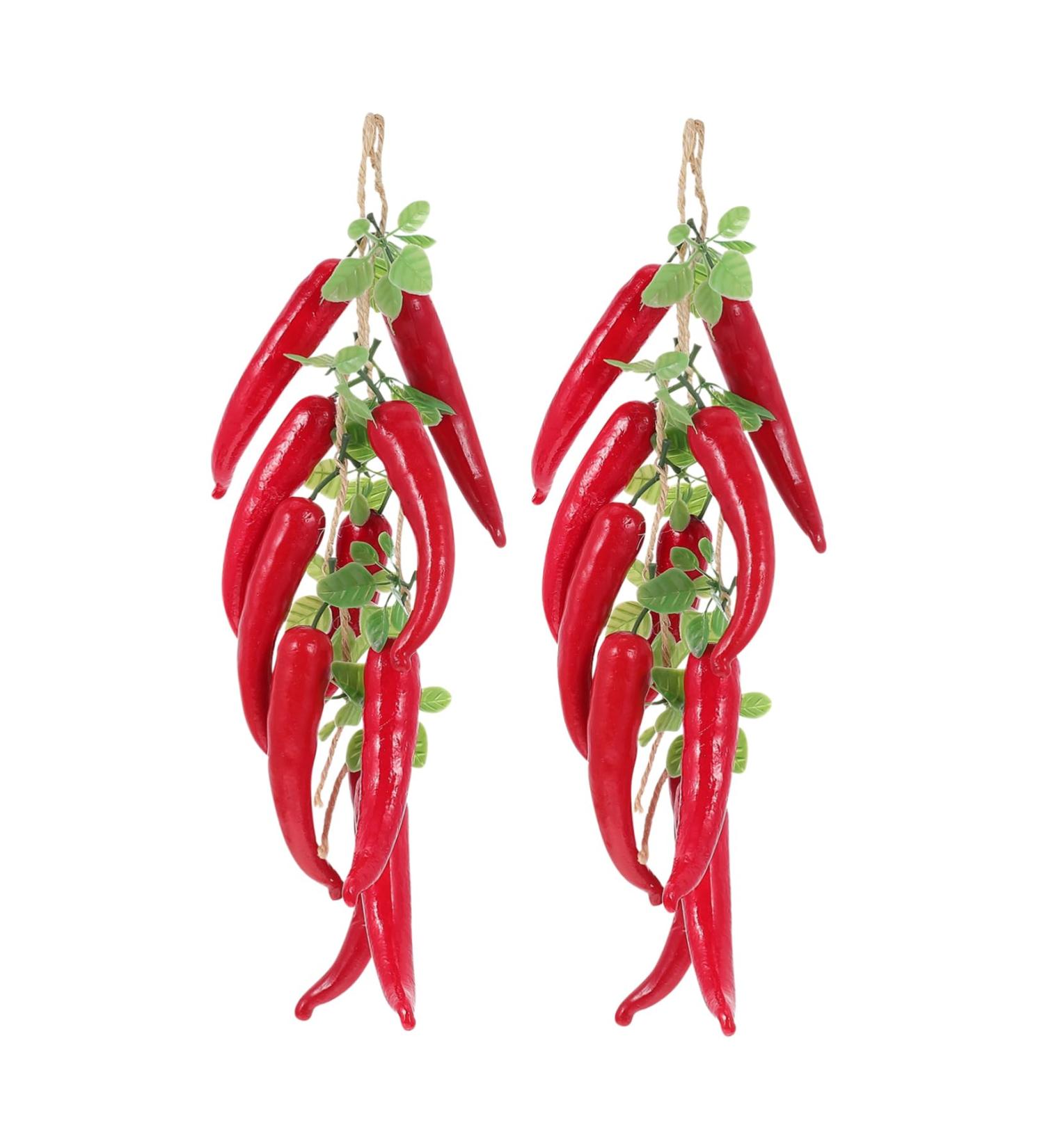 Abaodam 2 Strings Simulation Red Long Pepper Vines Decor Long Pepper Adornment Chili Cook Off Decorations Red 55X8.5X5CM - Buy Online on SooperMarket.com