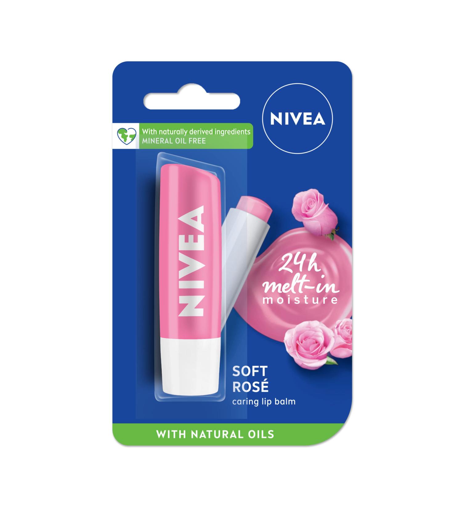 Nivea Lip Soft Rose 0.16oz Blister Pack - Hydrating Rose Lip Balm - Buy Online on SooperMarket.com