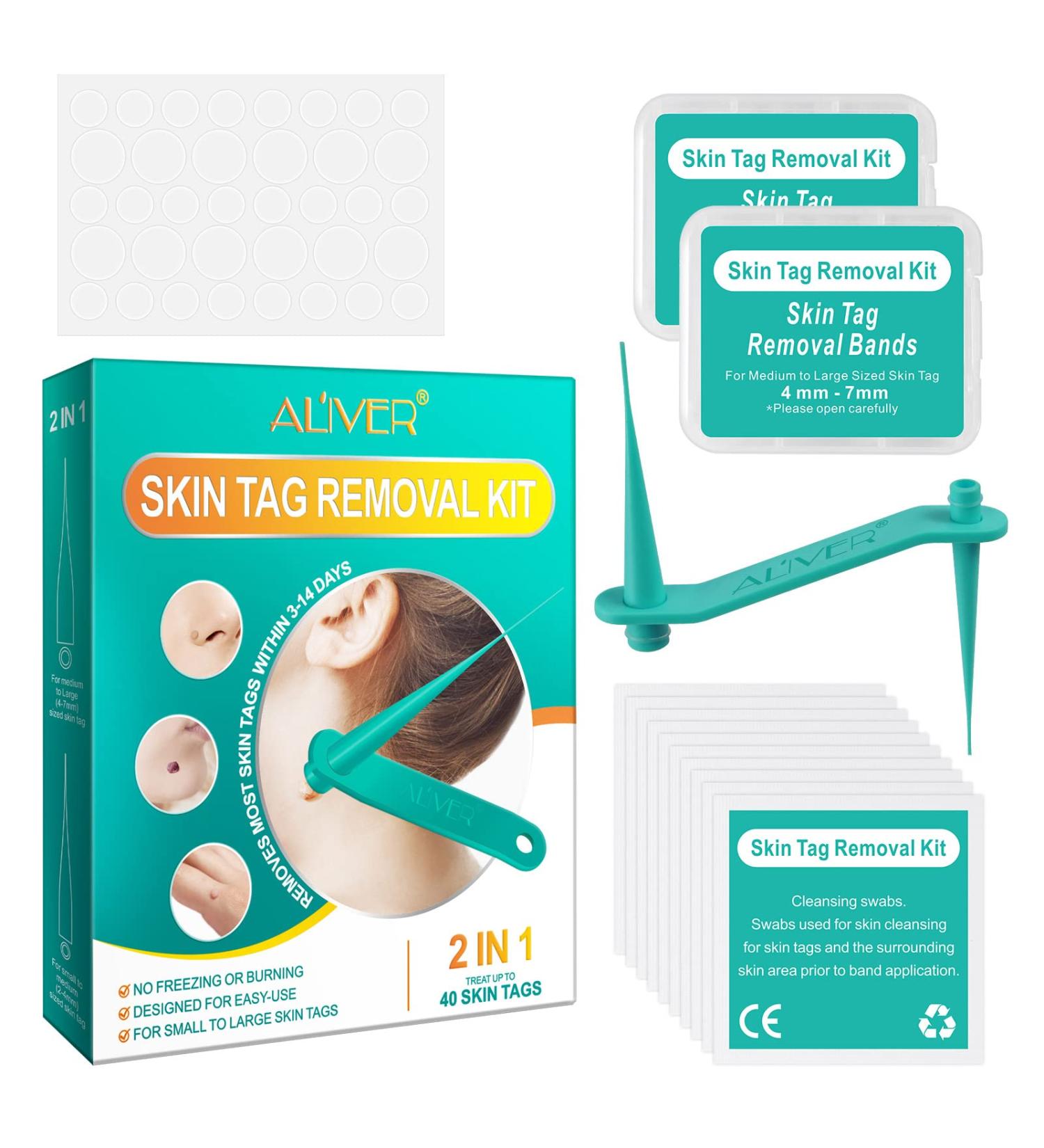 Skin Tag Remover 2 in 1 Kit for Medium/Large Skin Tags - Painless Mole Wart Treatment Tool for Face and Body - Buy Online on SooperMarket.com