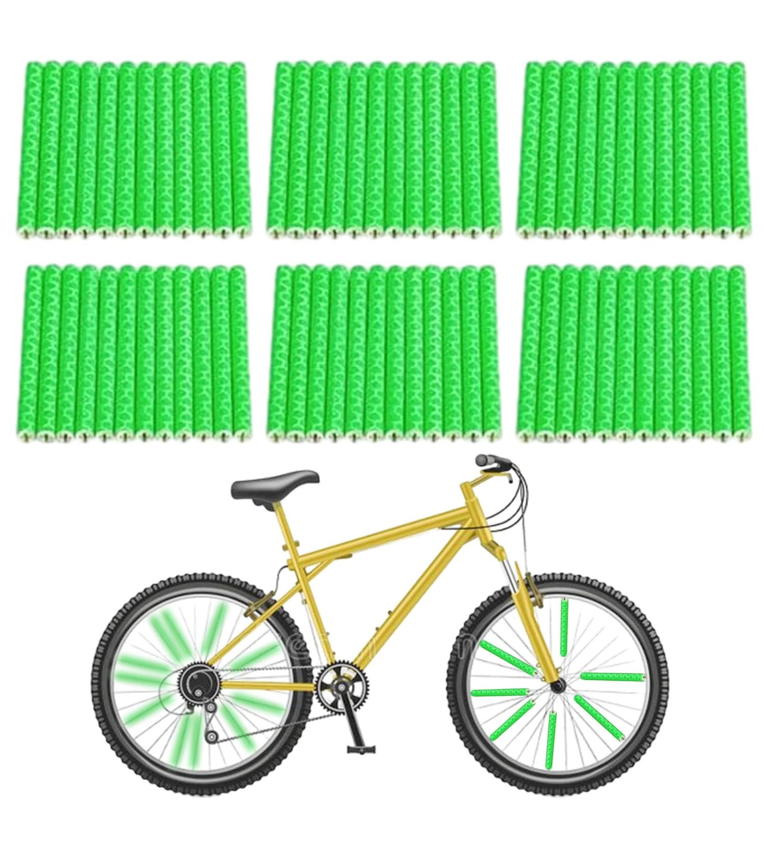 72-Piece Bike Spoke Reflectors Set | 360 Visibility | Easy Assembly Green Bike Accessories - Buy Online on SooperMarket.com