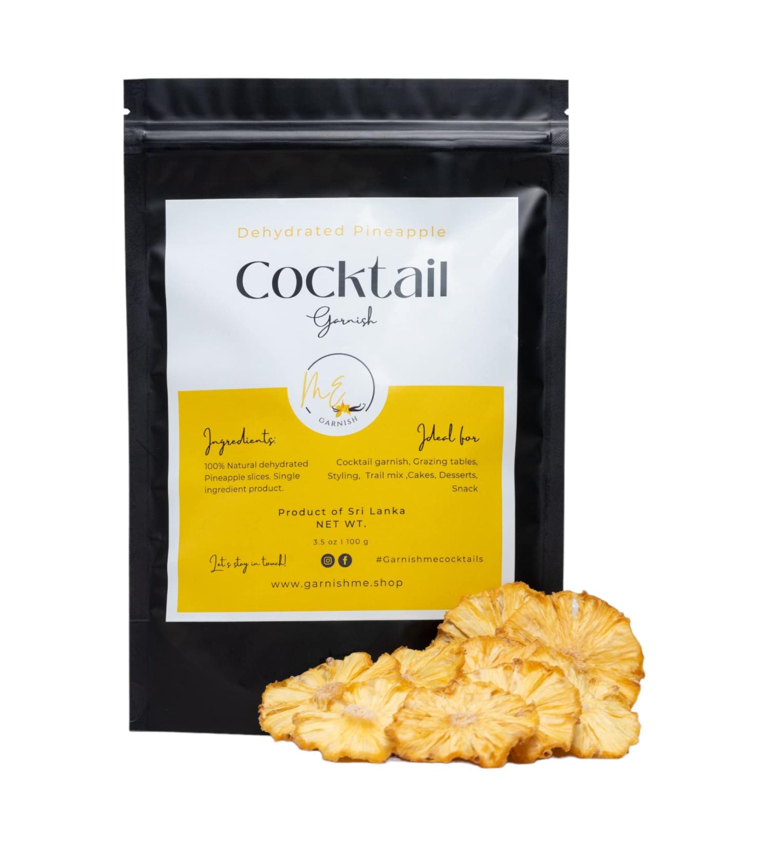 3.5 oz Dehydrated Pineapple Slices - Large Batch of Over 20 Dried Pineapple Fruit Pieces for Cocktails & Garnishes - Buy Online on SooperMarket.com