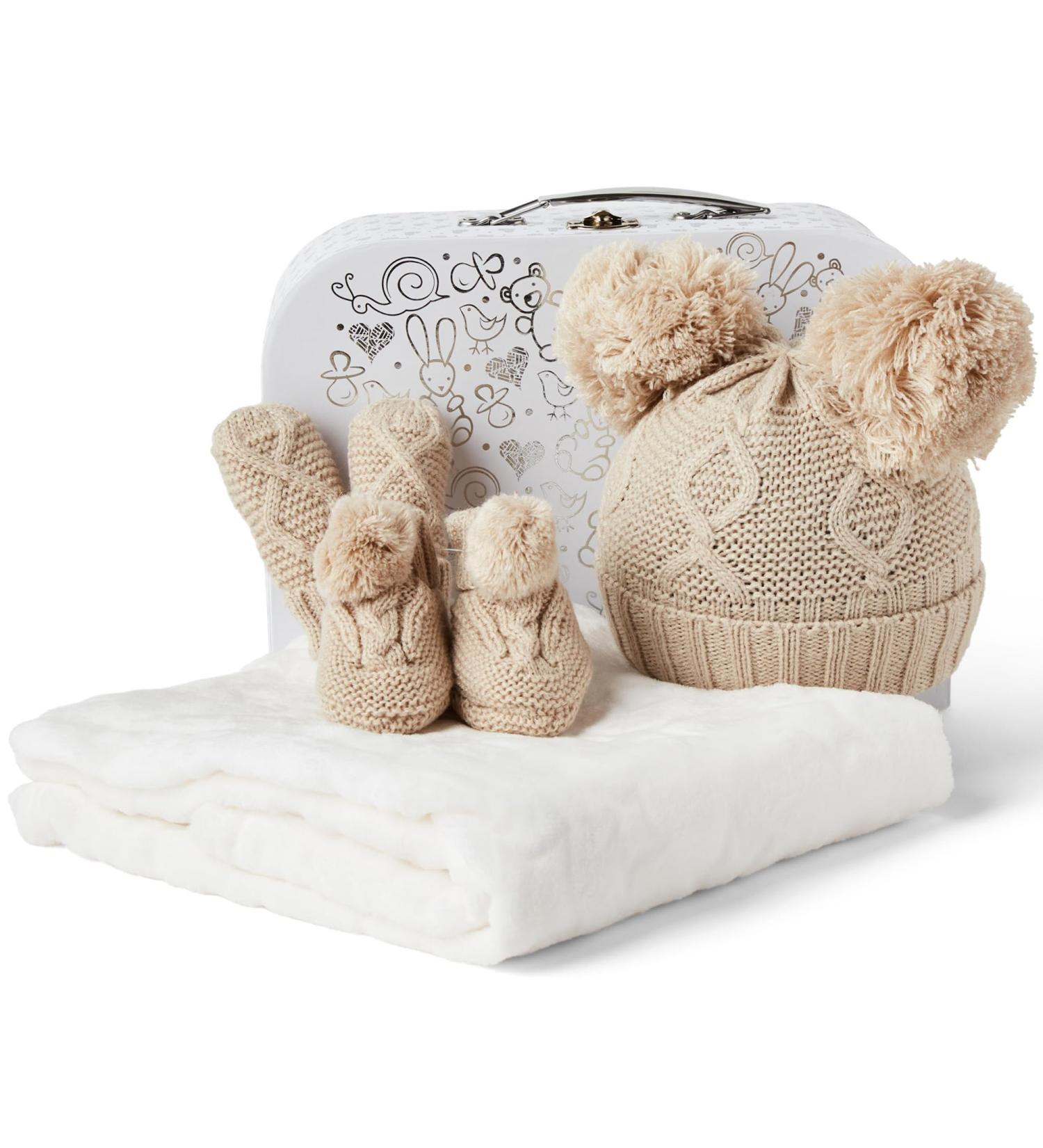 Unisex Baby Gift Set - Gender Neutral Newborn Hamper for Baby Shower - Winter Collection in Beige - Buy Online on SooperMarket.com