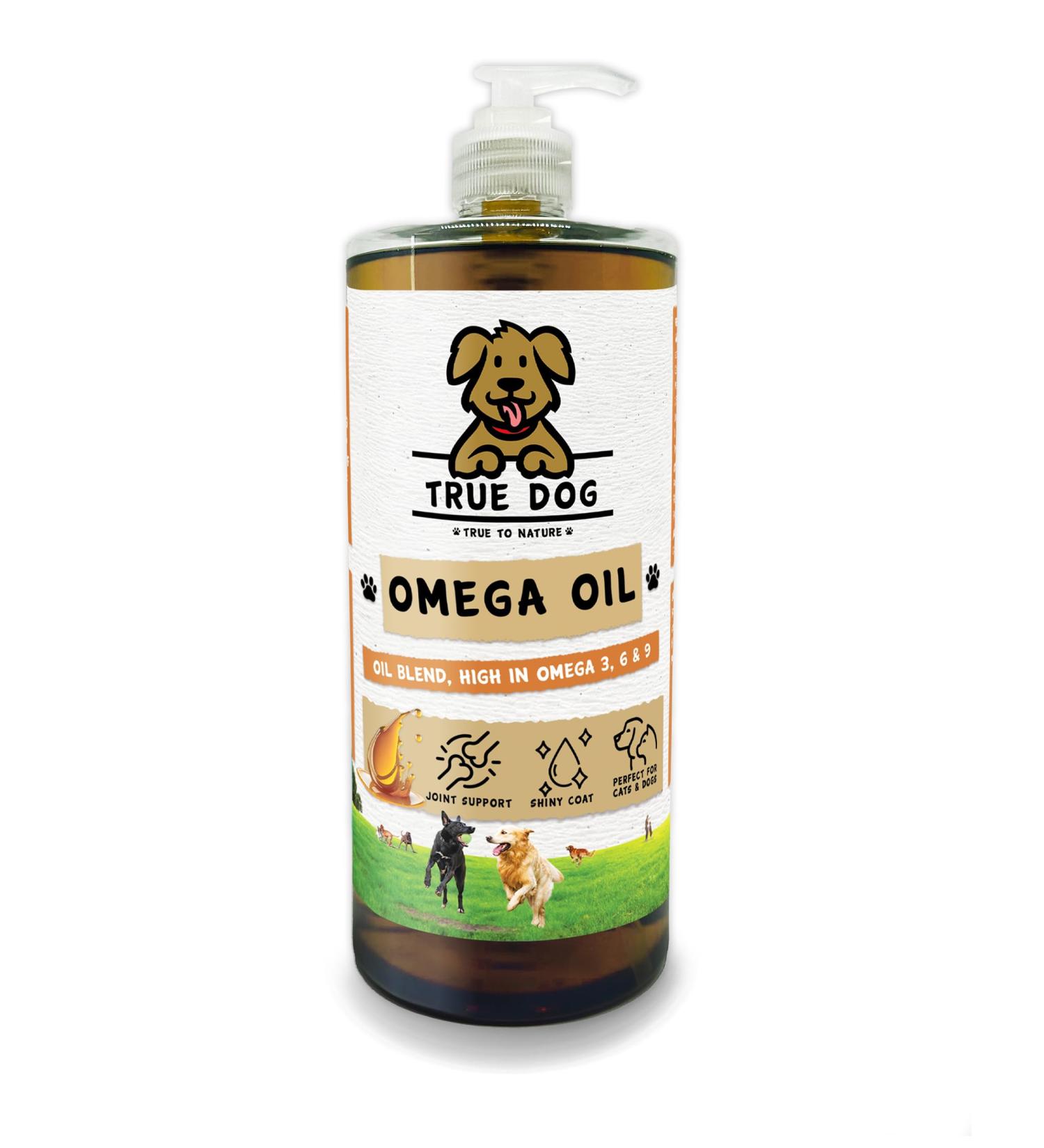 True Dog Premium Omega Oil High Grade Omega 3 6 & 9 supplement for Dogs & Cats | Hemp & Flaxseed Blend Joint Mobility Skin & Coat Support (1ltr) - Buy Online on SooperMarket.com