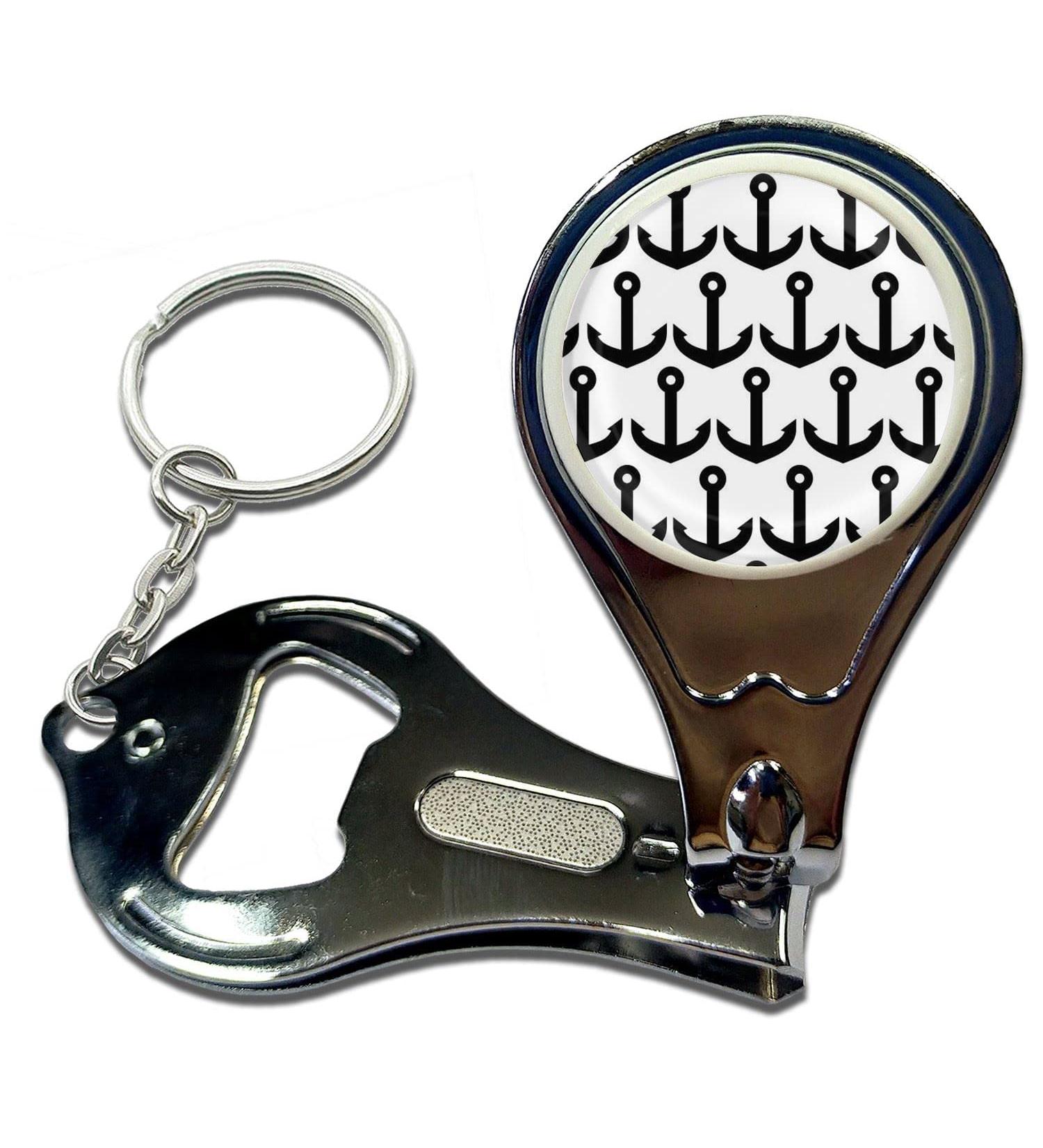 BadgeBeast.co.uk Anchor Black Pattern - Key Ring Bottle Opener and Nail Clipper - Buy Online on SooperMarket.com