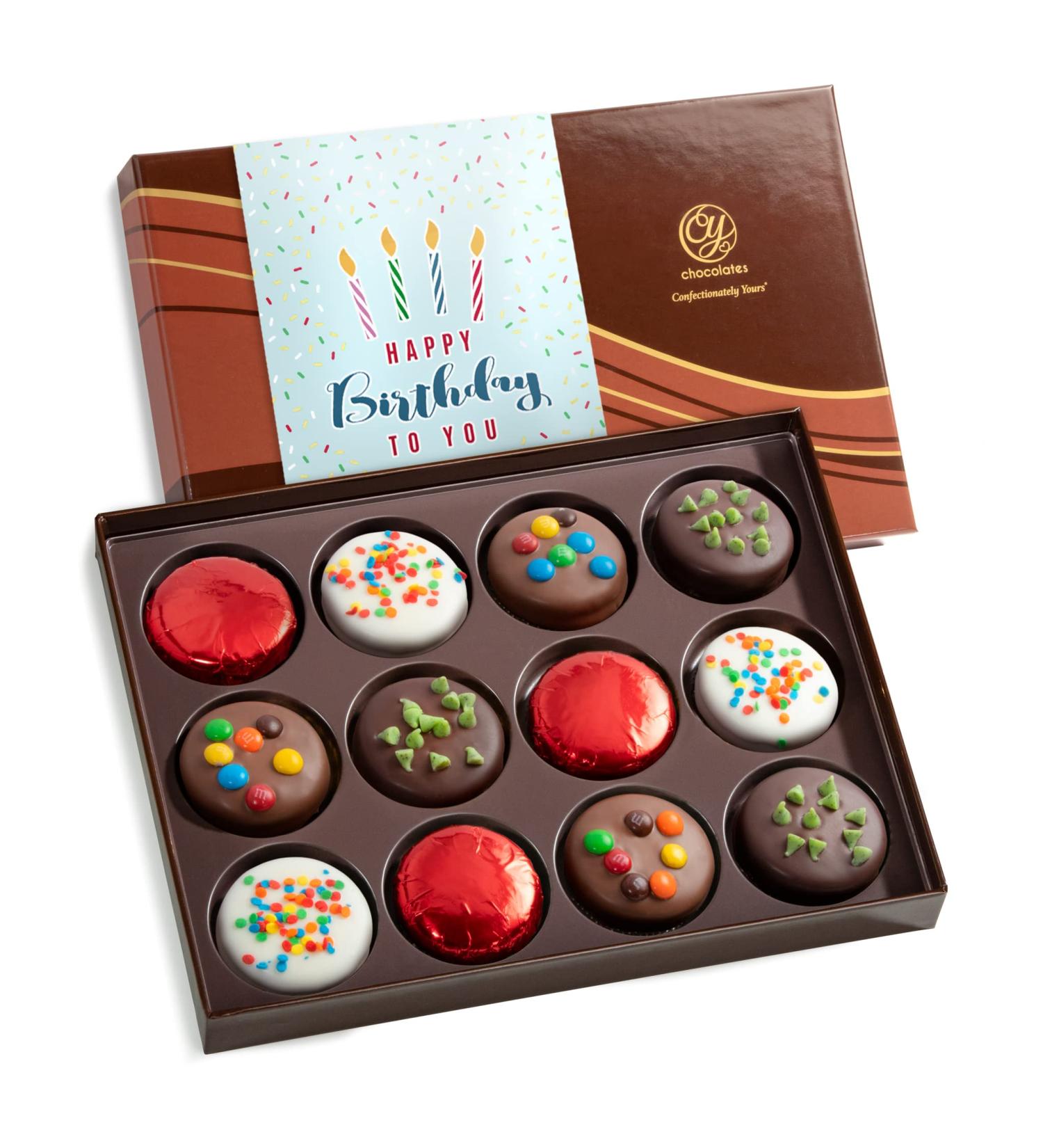 CY Chocolates Birthday Deluxe Chocolate Covered Oreos - 12 Piece Gift Box - Buy Online on SooperMarket.com
