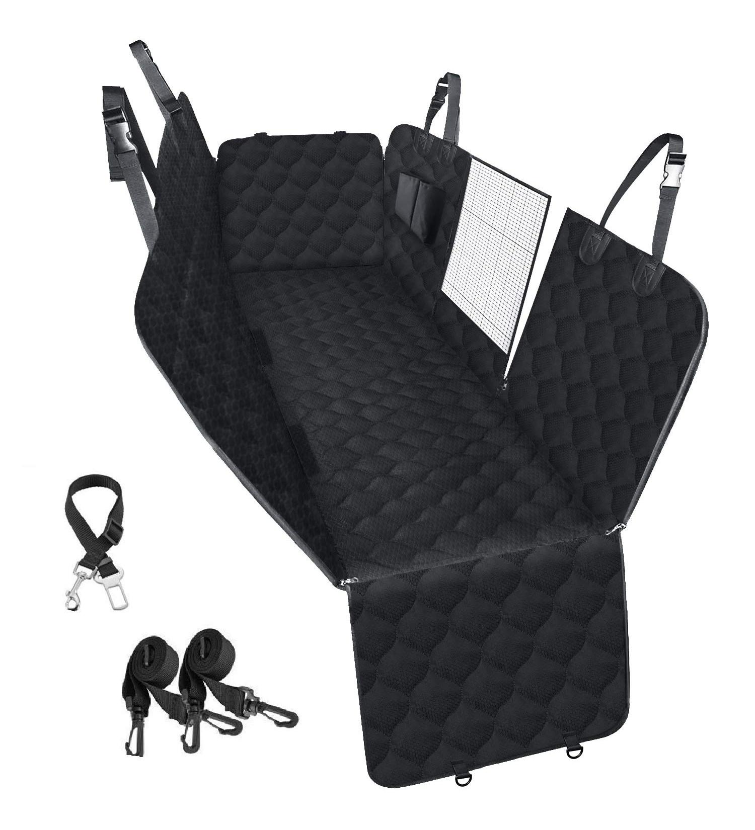 Peticon Waterproof Dog Car Seat Cover with Mesh Window - Nonslip, Scratchproof Hammock for Backseat - Fits Cars, Trucks, SUVs, Jeeps - Black - Buy Online on SooperMarket.com