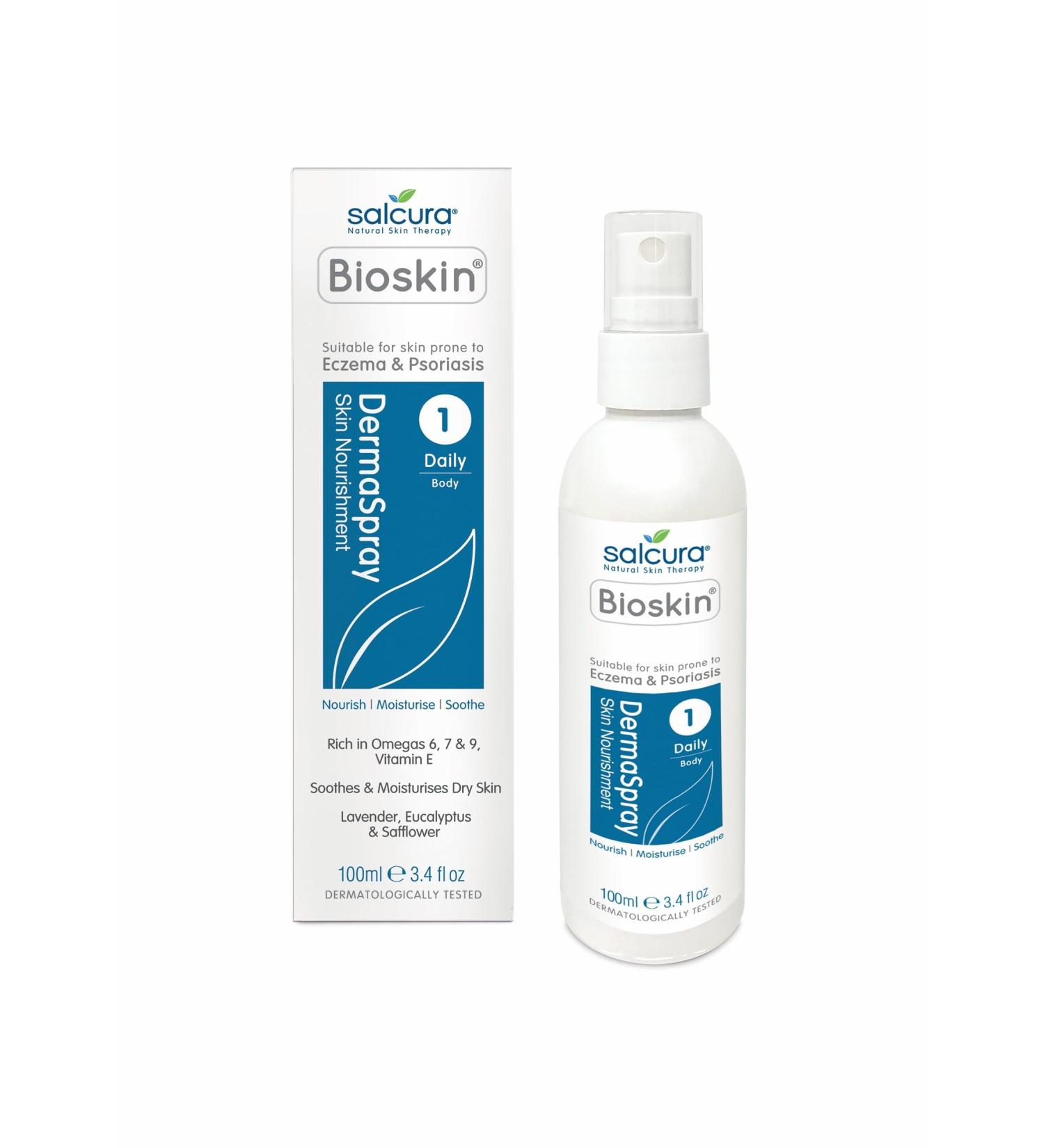 Salcura Natural Skin Therapy Bioskin Dermaspray Intensive Perfect For Dry & Itchy Skin easy To Use Spray Suitable For Anyone Prone To Eczema Psoriasis Dermatitis & Any Other Skin Allergy 100ml - Buy Online on SooperMarket.com