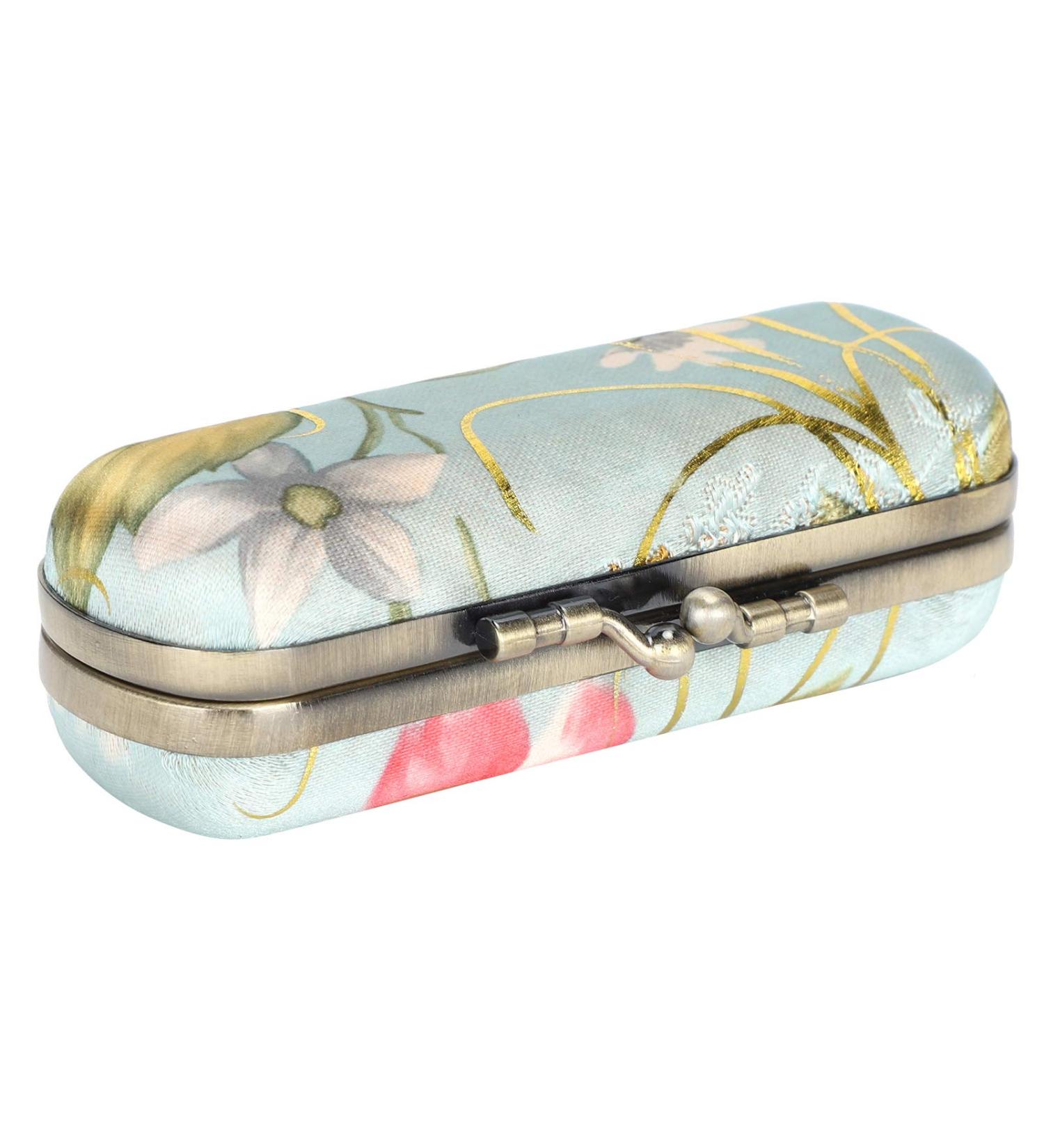 Shop Vintage Embroidery Lipstick Gloss Case | Portable Lipstick Holder with Mirror | Stylish Cosmetic Storage Set - Buy Online on SooperMarket.com